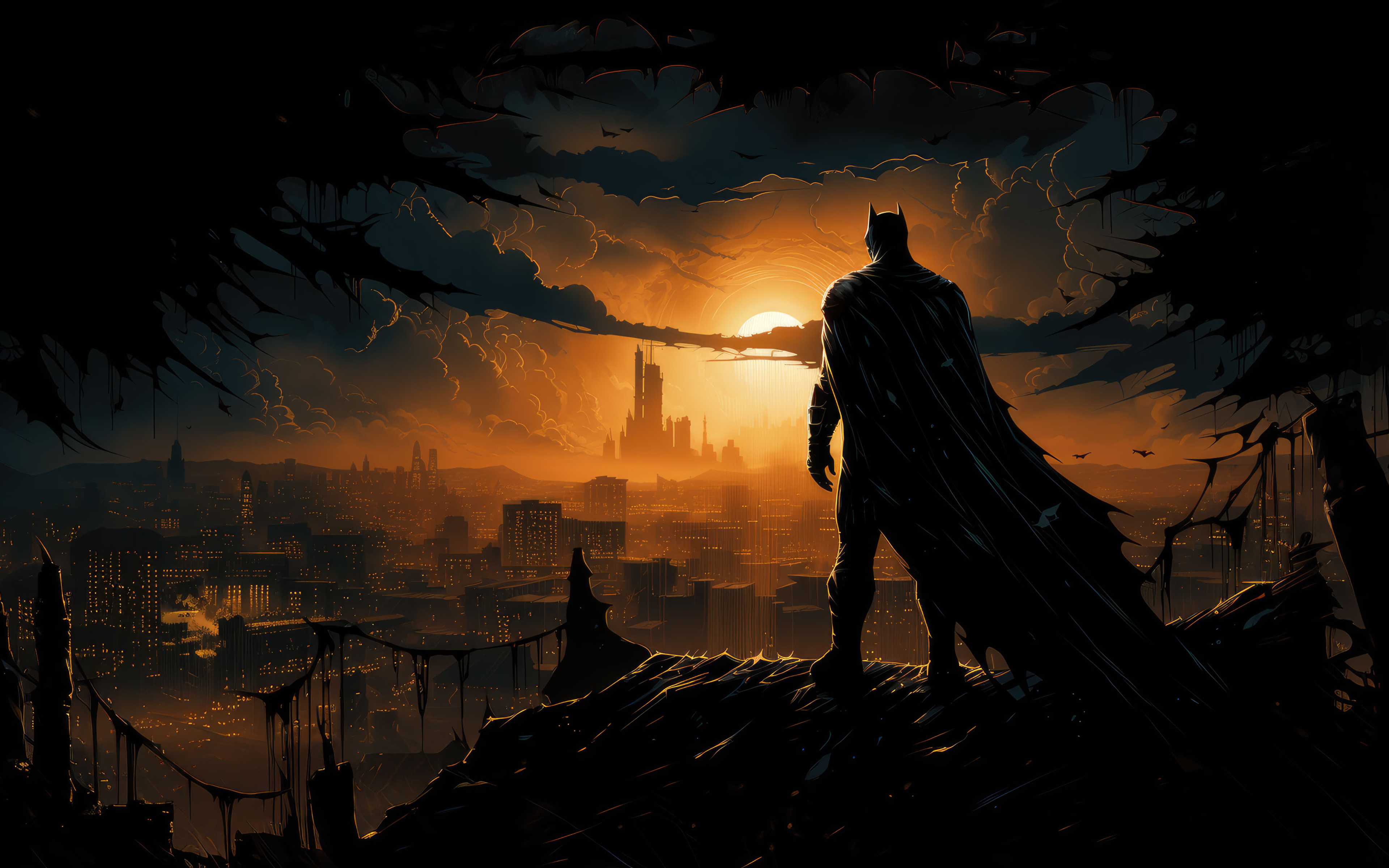 X Batman Overlooking A City K Hd K Wallpapers Images