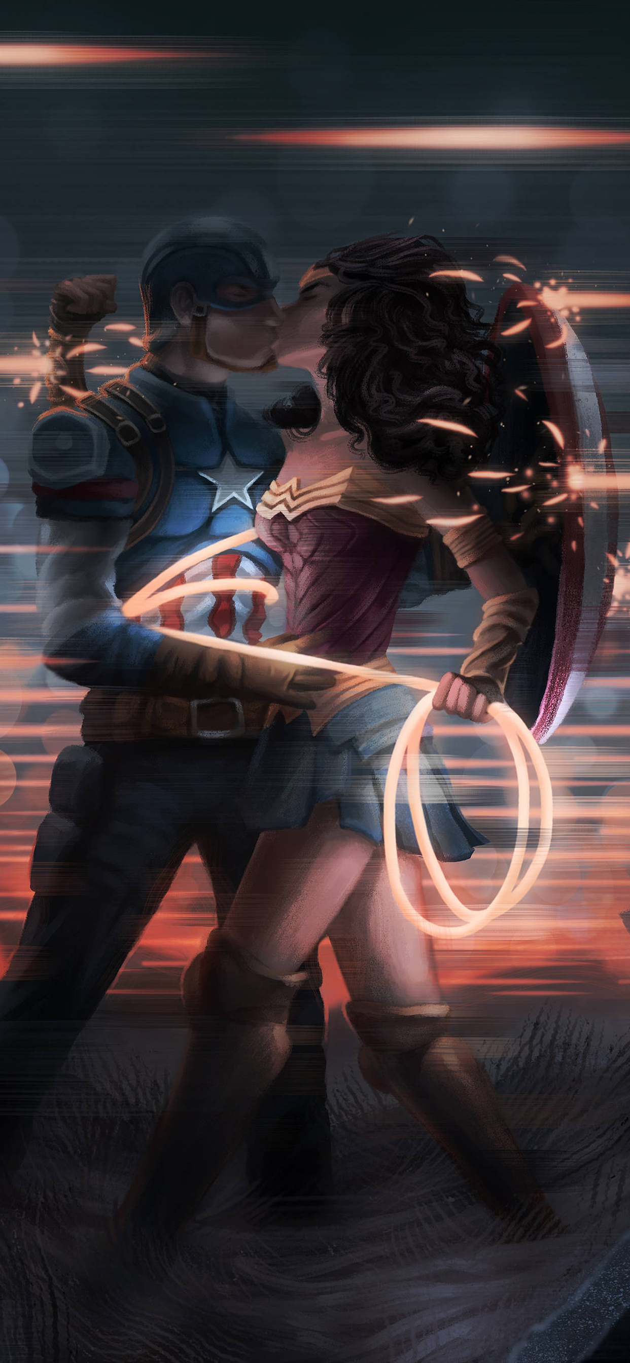 X Captain America And Wonder Woman Kissing Iphone Xs Max Hd K