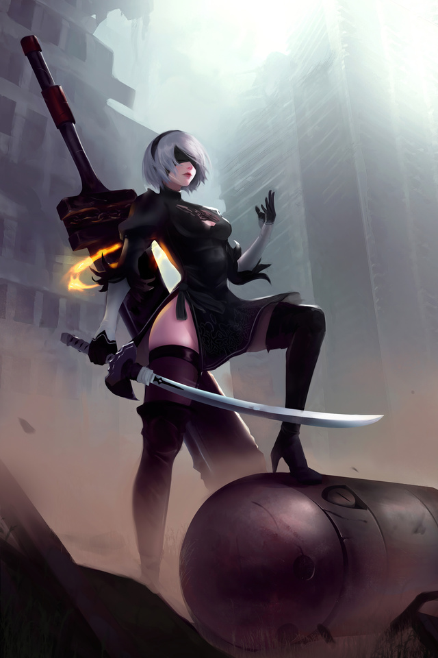 640x960 2b Nier Automata Art Artstation 4k iPhone 4, iPhone 4S ,HD 4k ...