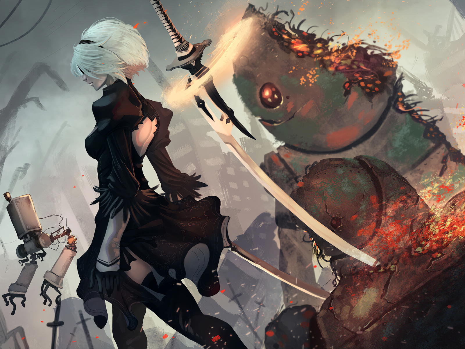 1600x1200 2b Nier Automata Artwork 4k Wallpaper,1600x1200 Resolution HD ...