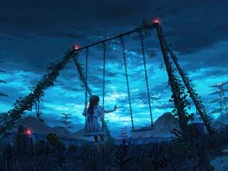 320x240 A Lone Anime Girl On Swing Apple Iphone,iPod Touch,Galaxy Ace ...