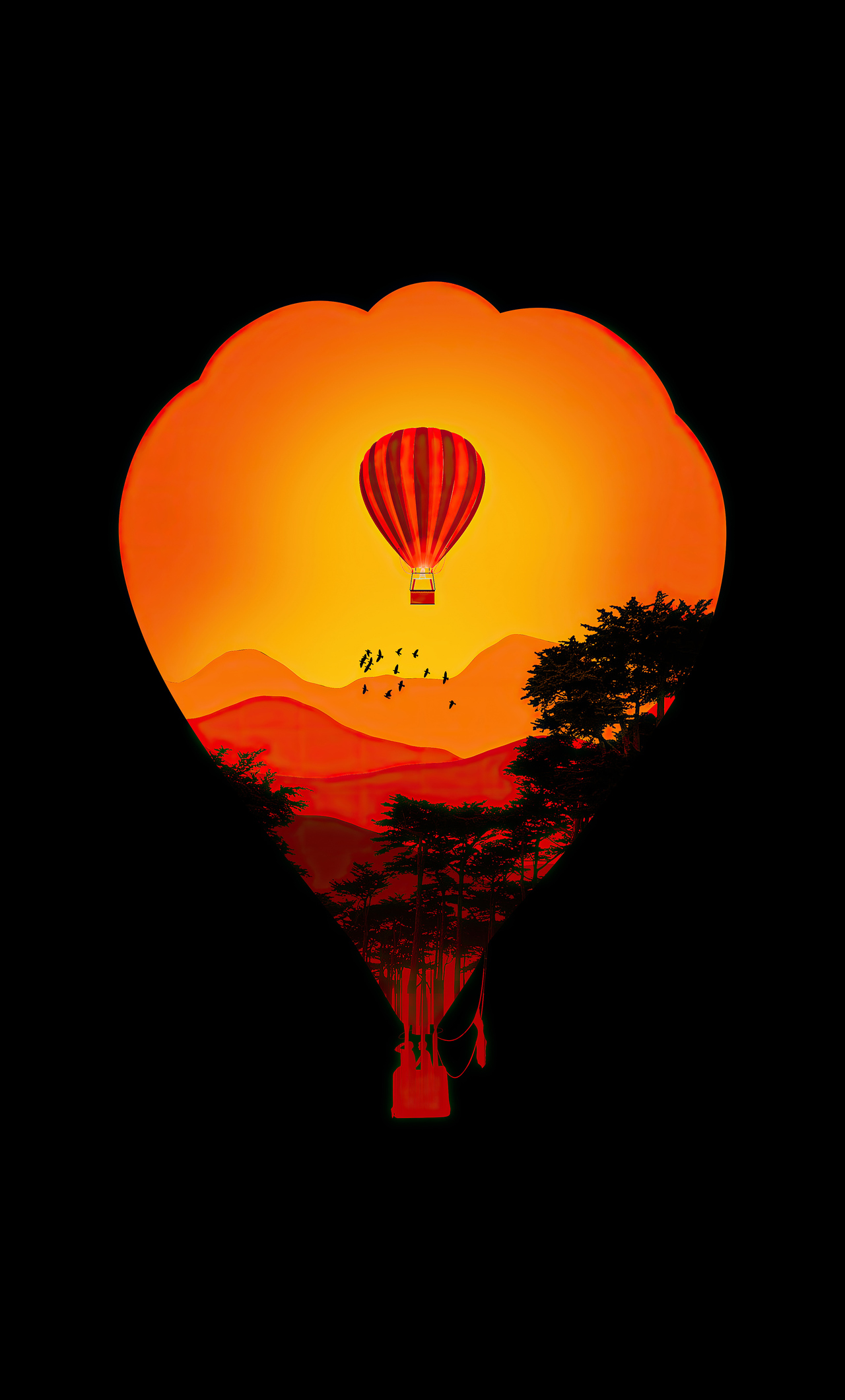 1280x2120 Air Balloon Minimal Dark Art 4k iPhone 6+ HD 4k Wallpapers,  Images, Backgrounds, Photos and Pictures