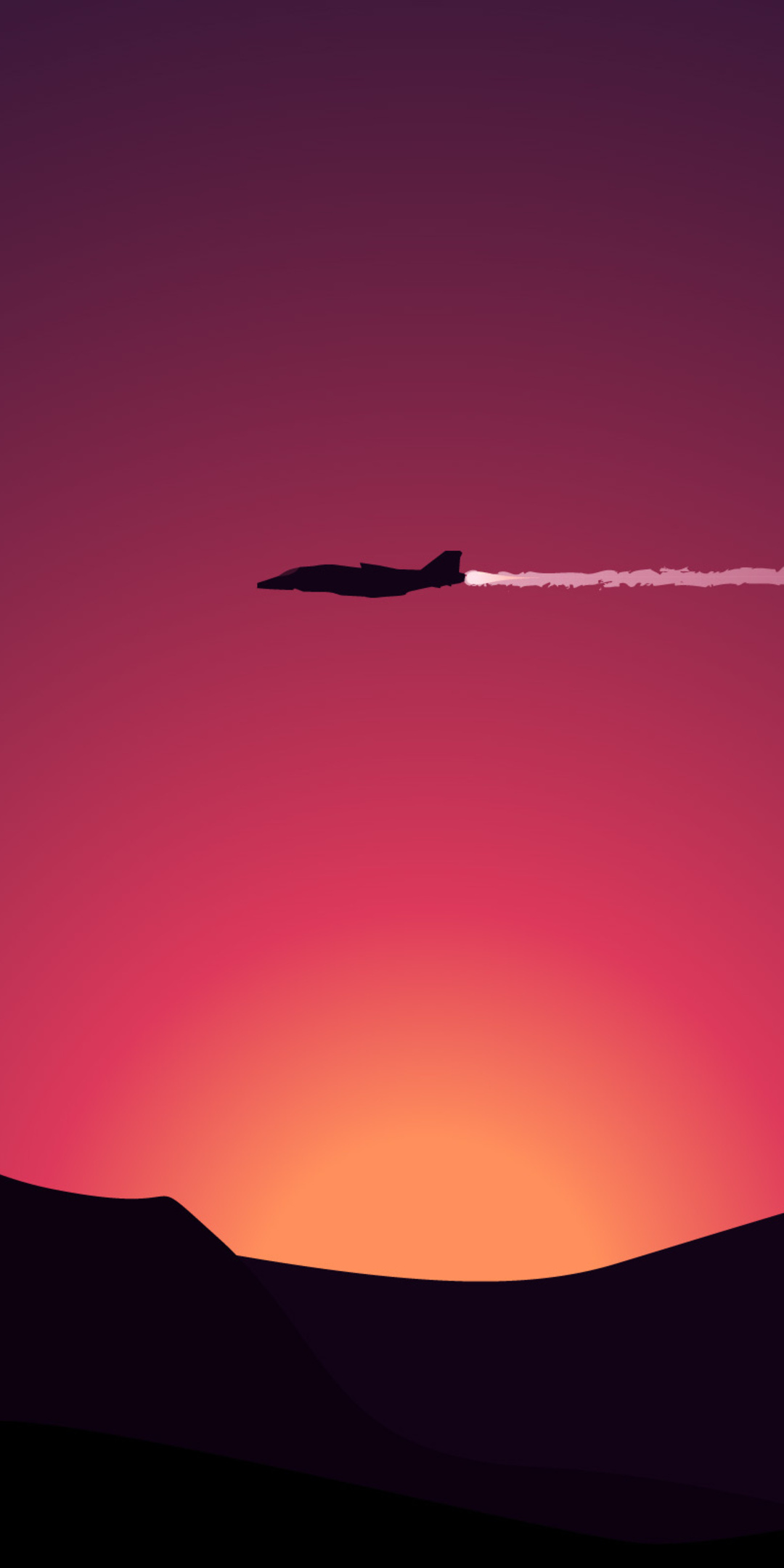 1080x2160 Aircraft Moon Mountains Sunset One Plus 5thonor 7xhonor