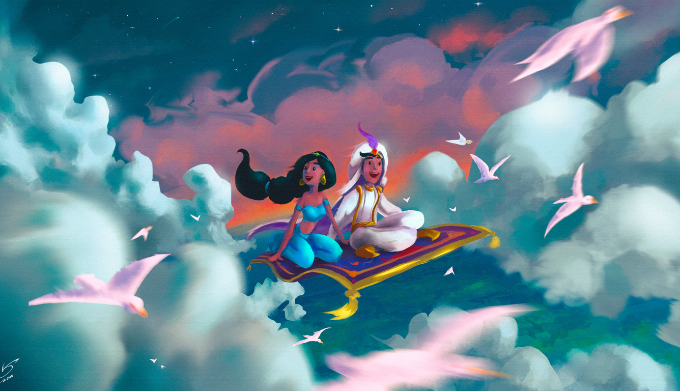 1336x768 Aladdin And Jasmine Art Laptop Hd ,hd 4k Wallpapers,images 