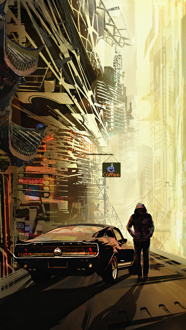 640x1136 Ancient Cyberpunk Futuristic City Hoodie Boy 4k iPhone 5,5c,5S,SE  ,Ipod Touch HD 4k Wallpapers, Images, Backgrounds, Photos and Pictures