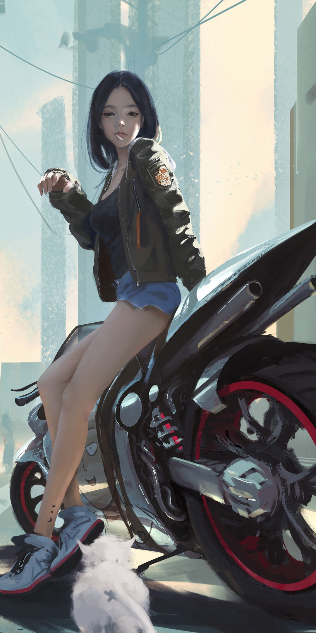 1080x2160 Anime Biker Girl One Plus 5T,Honor 7x,Honor view 10,Lg Q6 ,HD ...