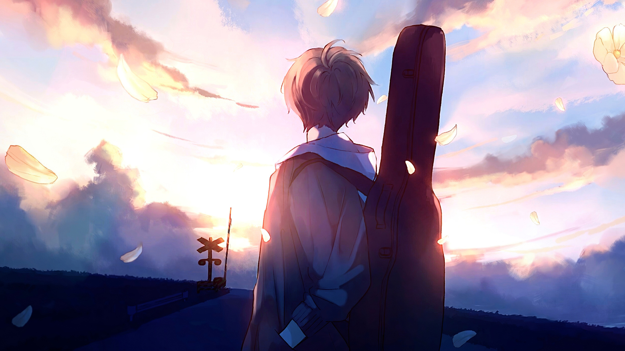 2048x1152 Anime  Boy  Guitar  Painting 2048x1152 Resolution 