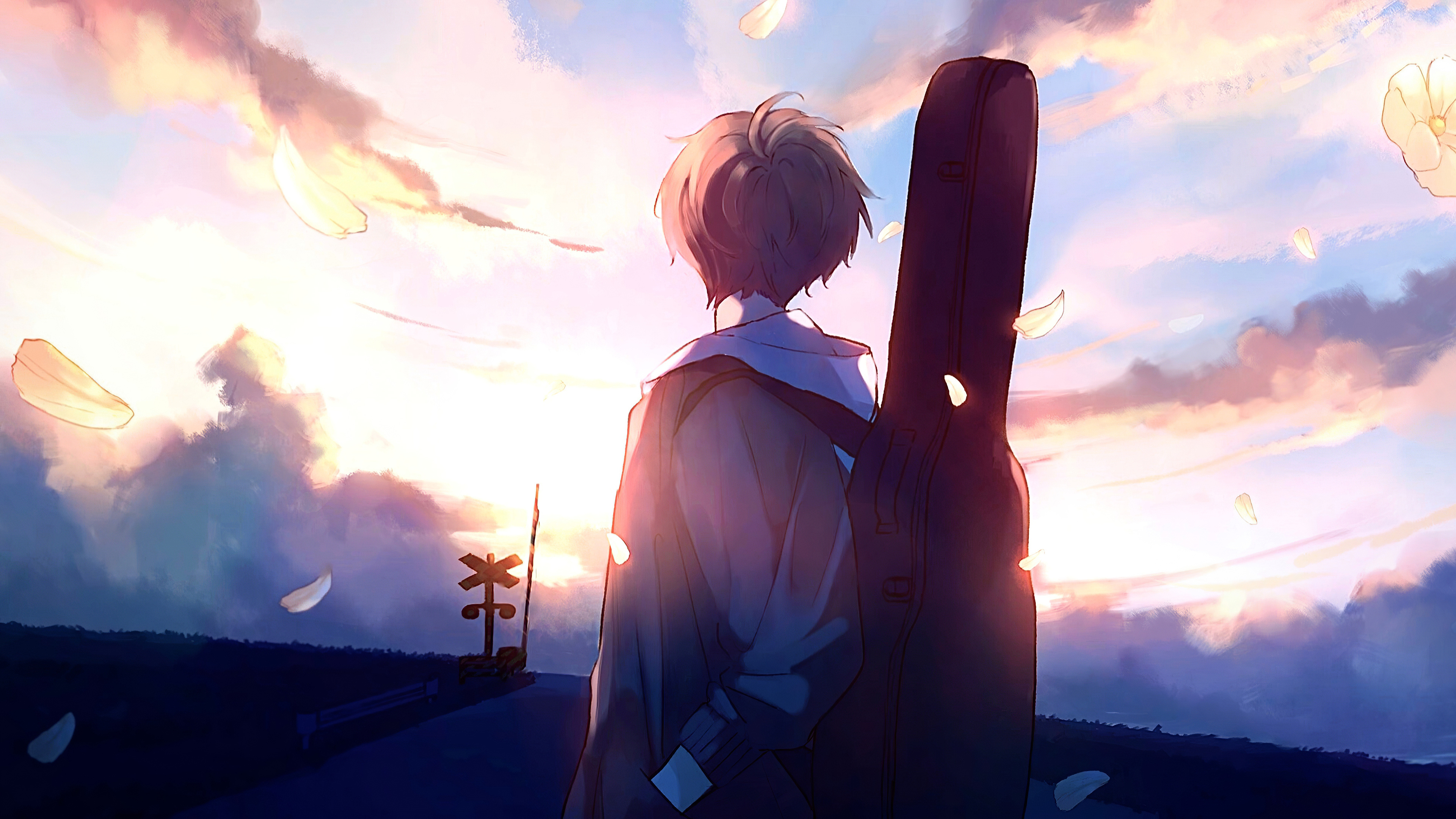 3840x2160 Anime Boy Guitar Painting 4k HD 4k Wallpapers, Images