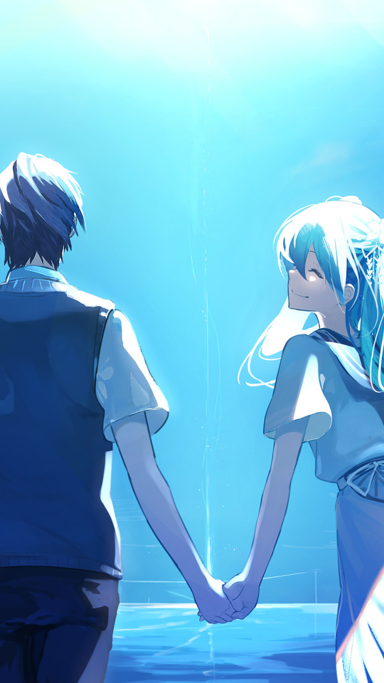 540x960 Anime Couple Holding Hands Hatsune Miku 540x960 Resolution HD 4k  Wallpapers, Images, Backgrounds, Photos and Pictures