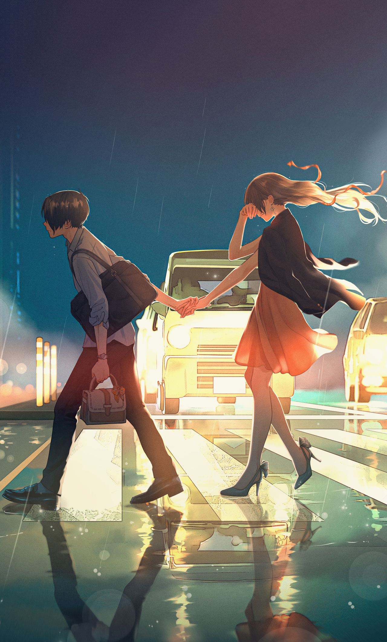 1280x2120 Anime Couple Passing Road iPhone 6+ HD 4k Wallpapers, Images,  Backgrounds, Photos and Pictures