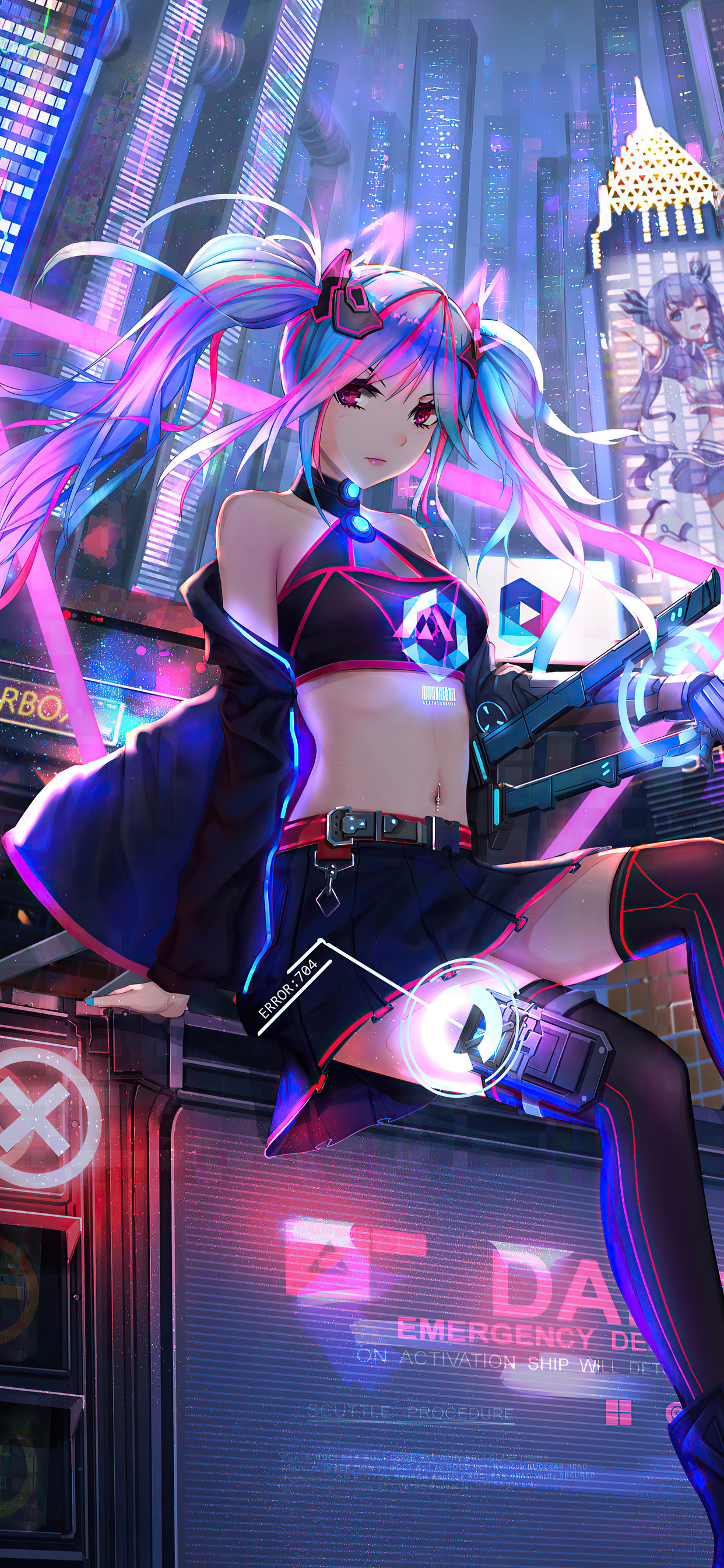 1242x2688 Anime Cyber Girl Neon City Iphone Xs Max Hd 4k Wallpapers Images Backgrounds Photos 4818