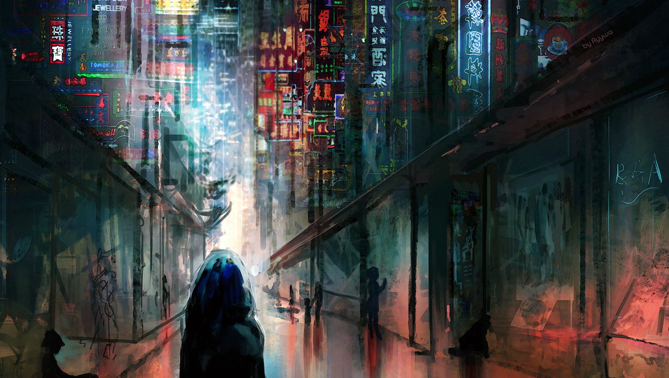 1360x768 Anime Cyberpunk Scifi City Lights Night Buildings Futuristic  Laptop HD HD 4k Wallpapers, Images, Backgrounds, Photos and Pictures