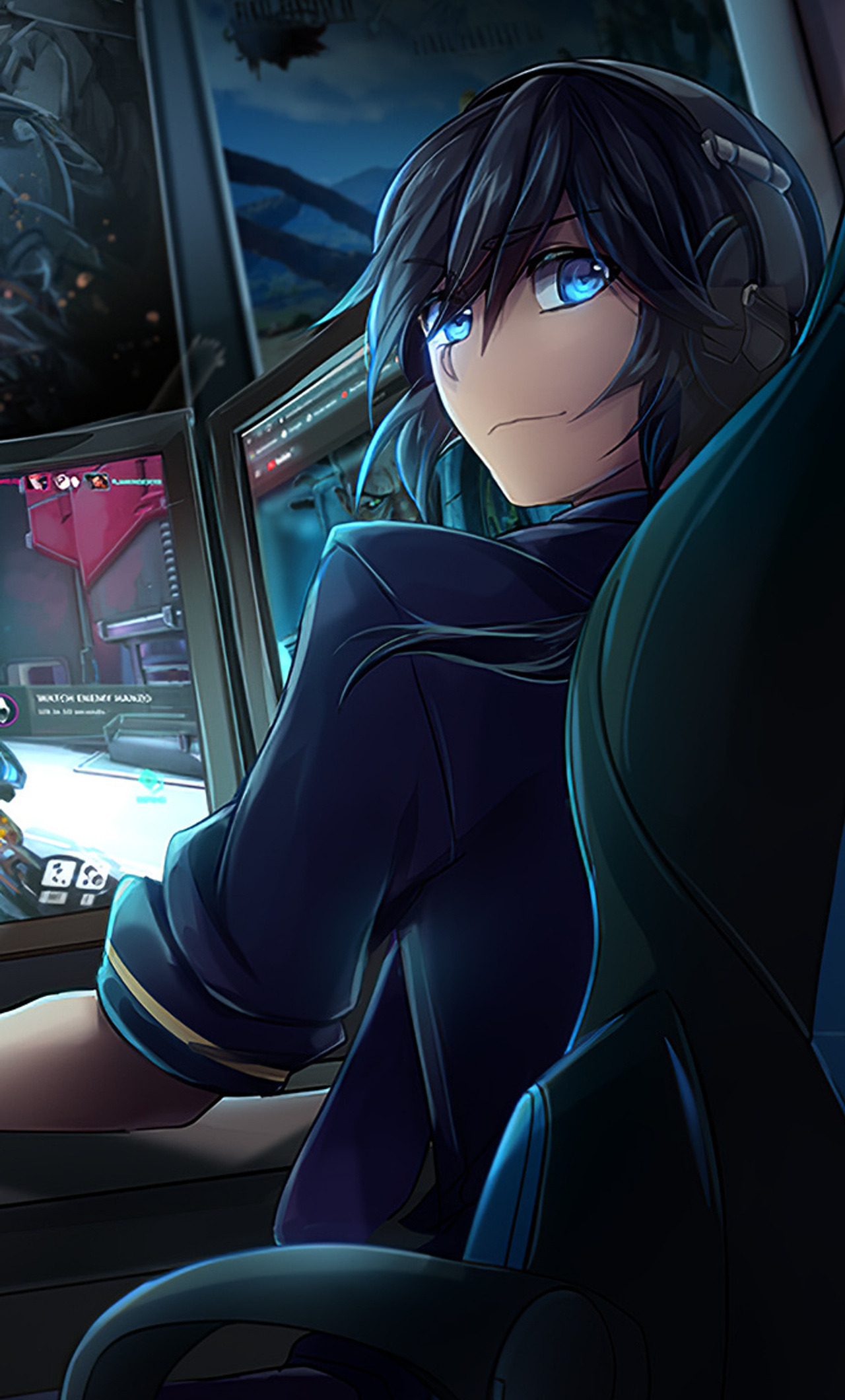 Anime Boy Gamer Playing Computer Art 4K Phone iPhone Wallpaper #4590b