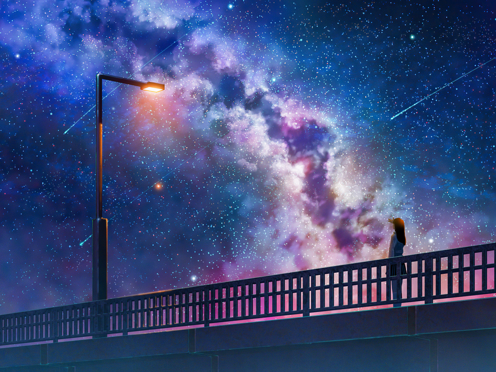 1024x768 Anime Girl Alone At Bridge Watching The Galaxy Full Of Stars 4k  1024x768 Resolution HD 4k Wallpapers, Images, Backgrounds, Photos and  Pictures