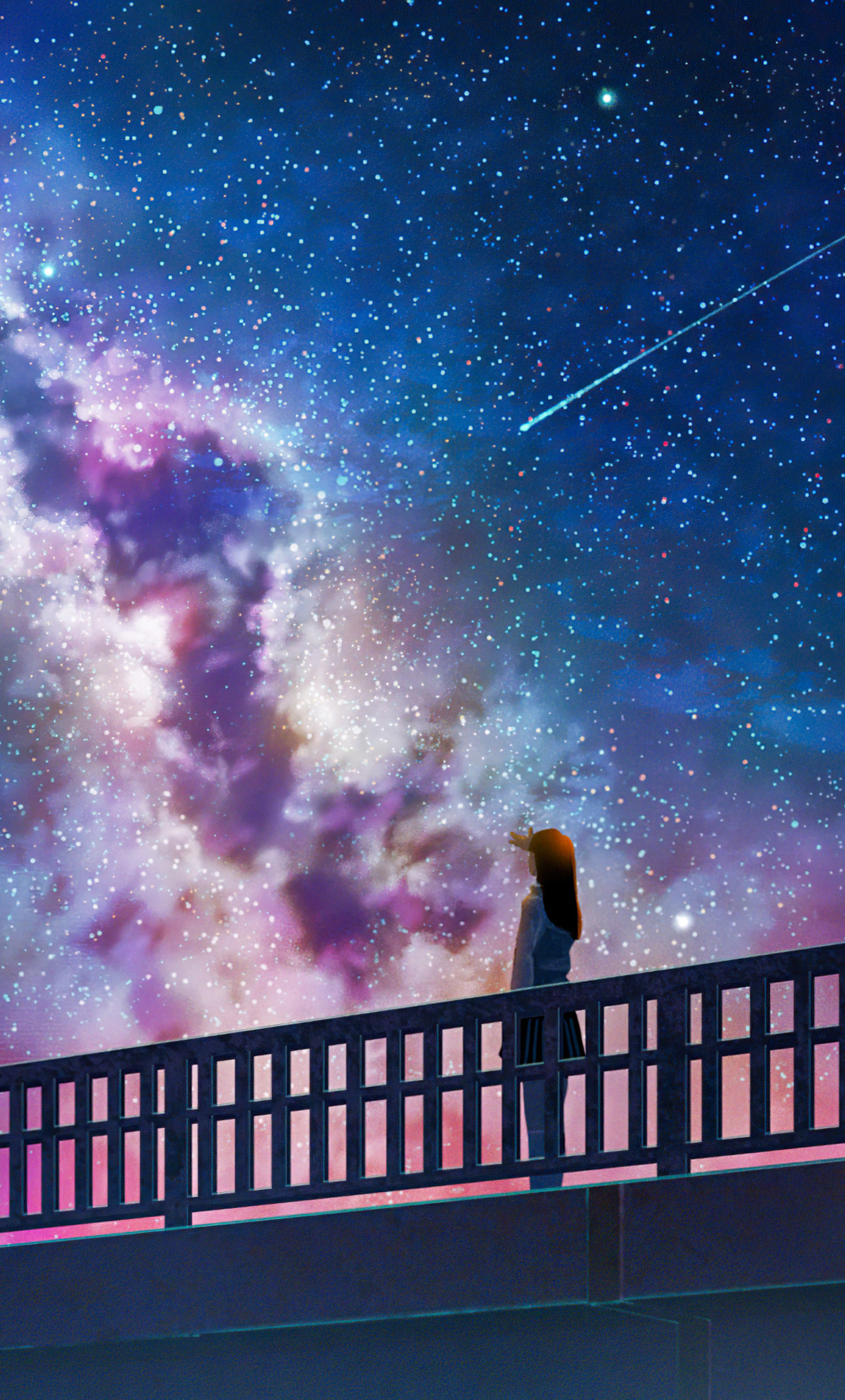 1280x2120 Anime Girl Alone At Bridge Watching The Galaxy Full Of Stars 4k  iPhone 6+ HD 4k Wallpapers, Images, Backgrounds, Photos and Pictures