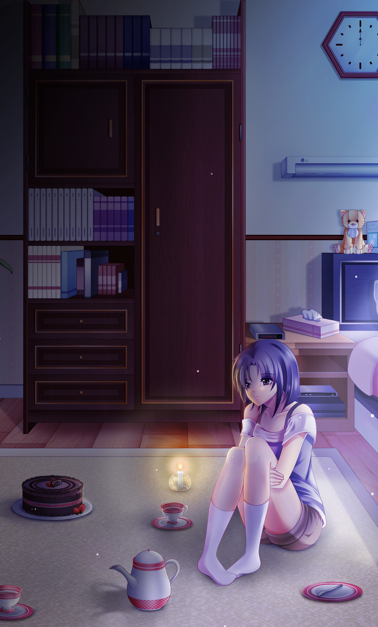 1280x2120 Anime Girl Alone In Room On Her Birthday iPhone 6+ HD 4k  Wallpapers, Images, Backgrounds, Photos and Pictures