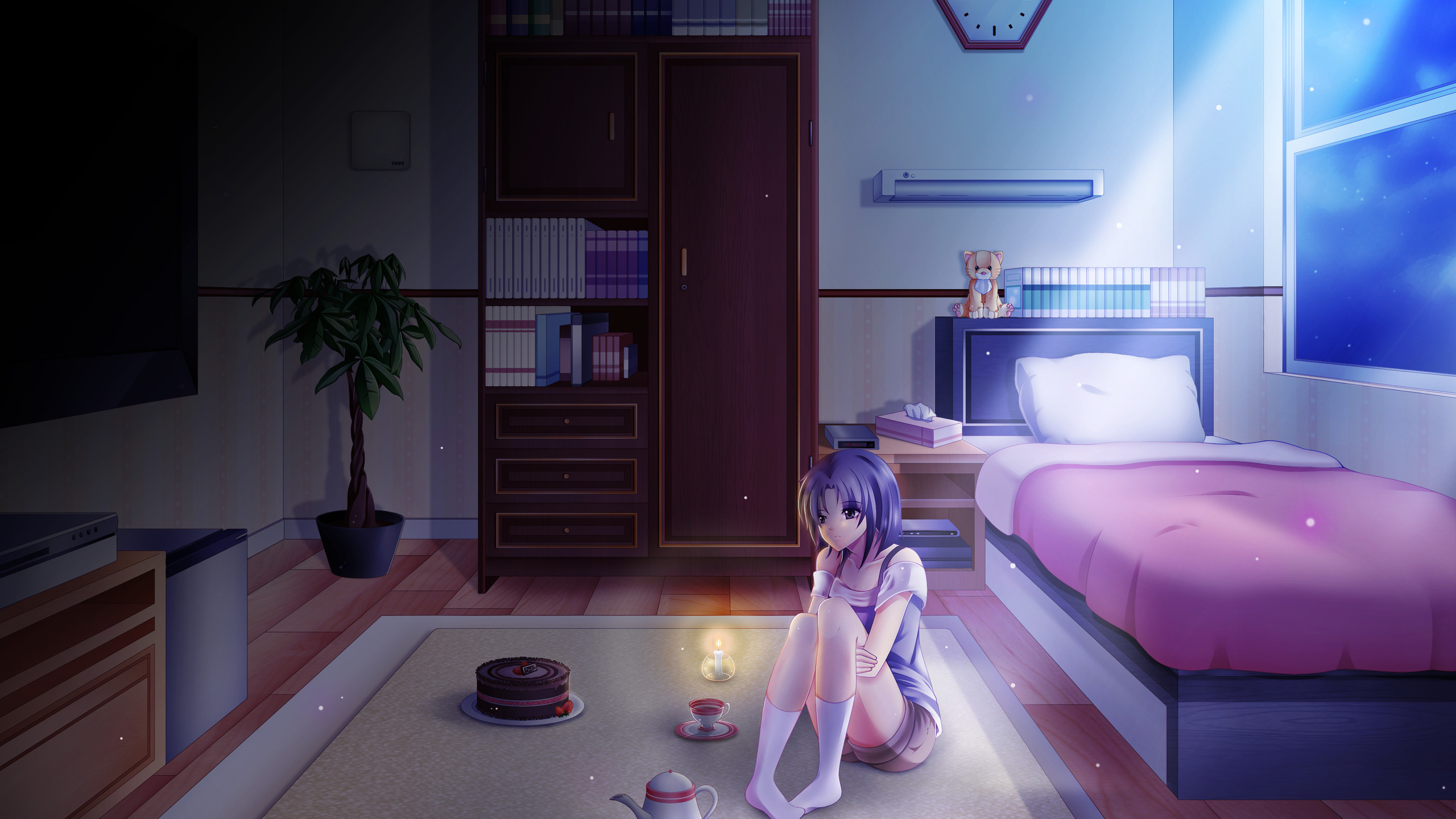 2560x1440 Anime Girl Alone In Room On Her Birthday 1440P Resolution HD 4k  Wallpapers, Images, Backgrounds, Photos and Pictures