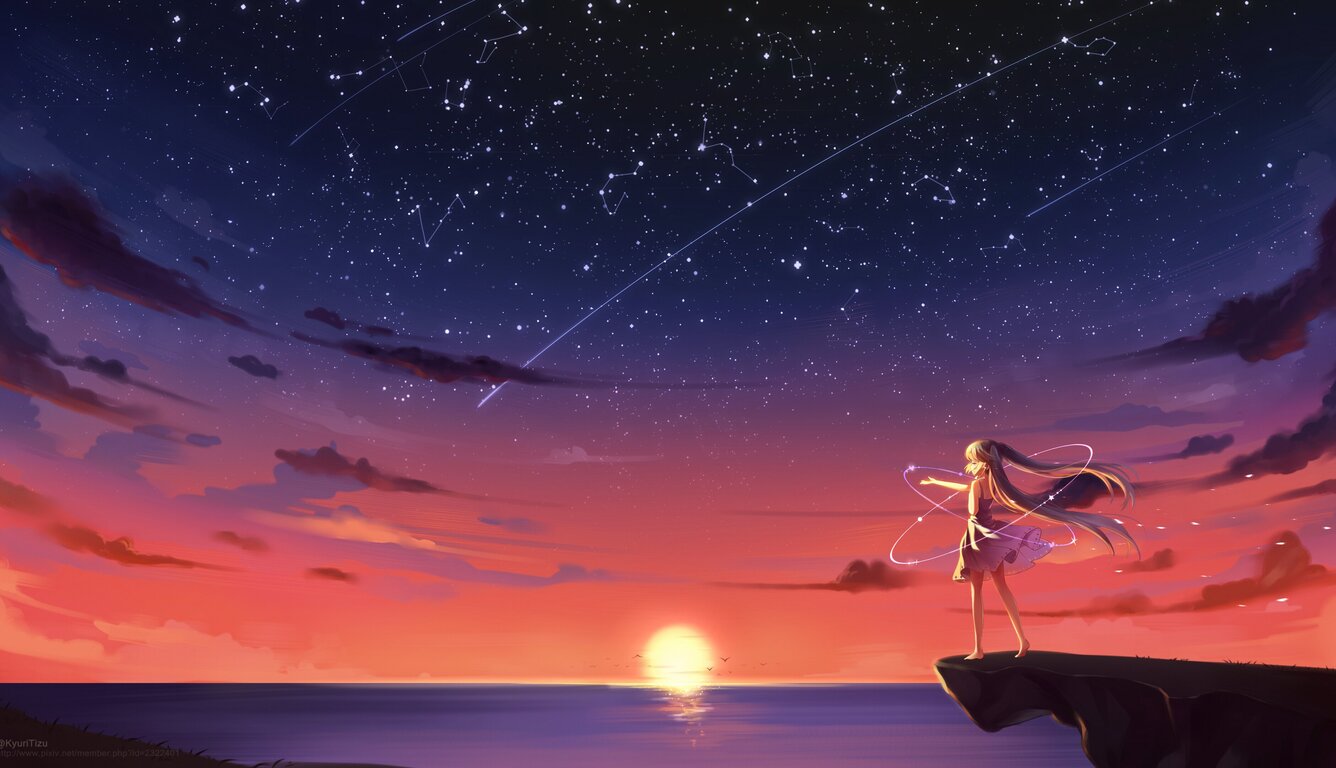1336x768 Anime Girl Barefoot Blonde Sky Stars Sunset 4k Laptop HD HD 4k  Wallpapers, Images, Backgrounds, Photos and Pictures