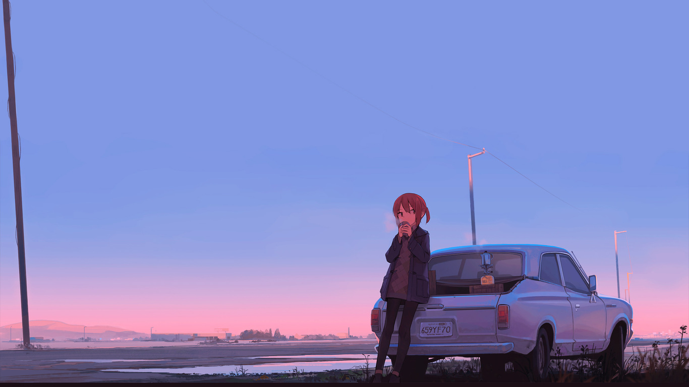 1366x768 Anime Girl Car Drinking Coffee 1366x768 Resolution HD 4k Wallpapers,  Images, Backgrounds, Photos and Pictures