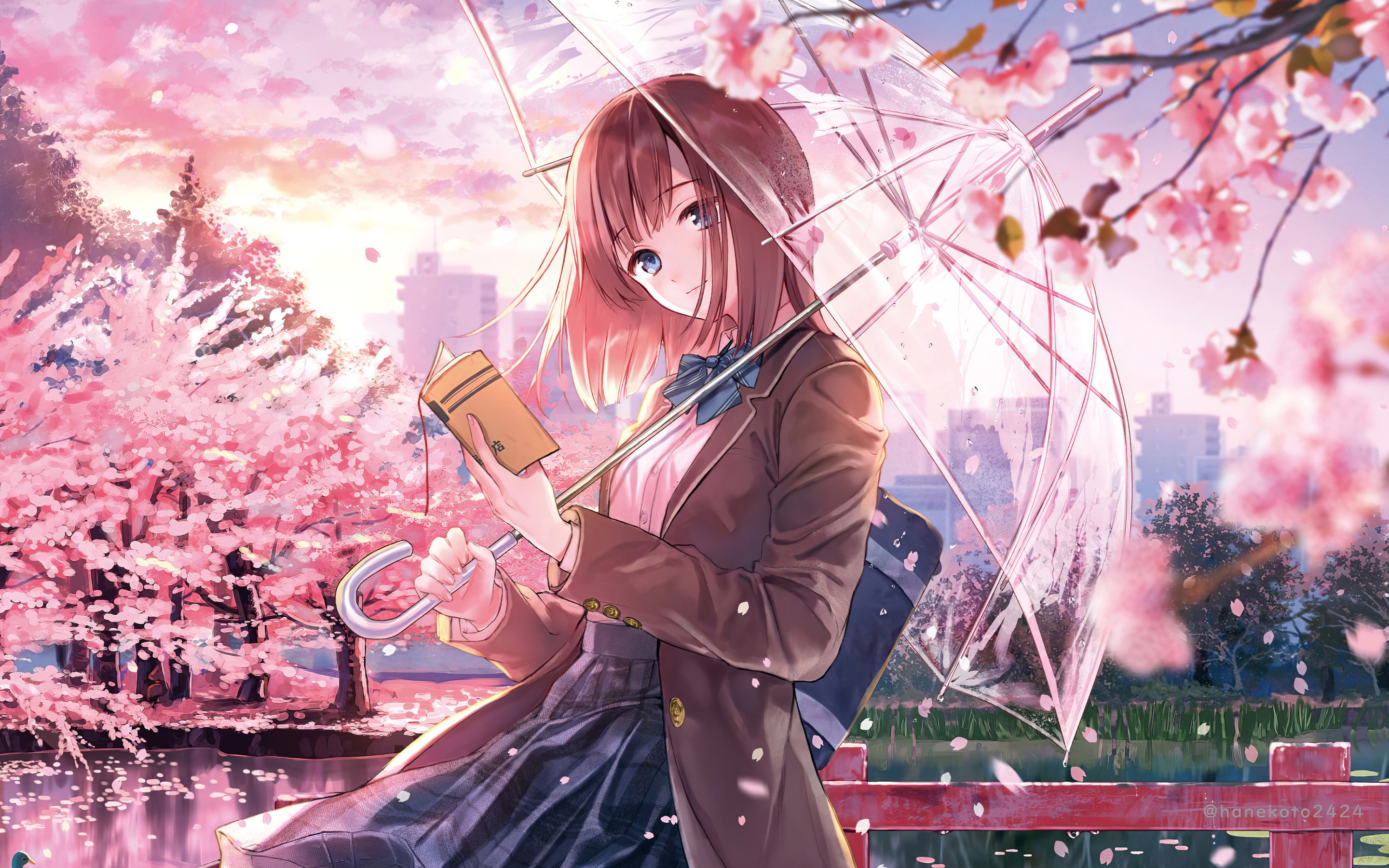 2880x1800 Anime Girl Sitting On The Top And Watching The City Site Macbook  Pro Retina ,HD 4k Wallpapers,Images,Backgrounds,Photos and Pictures