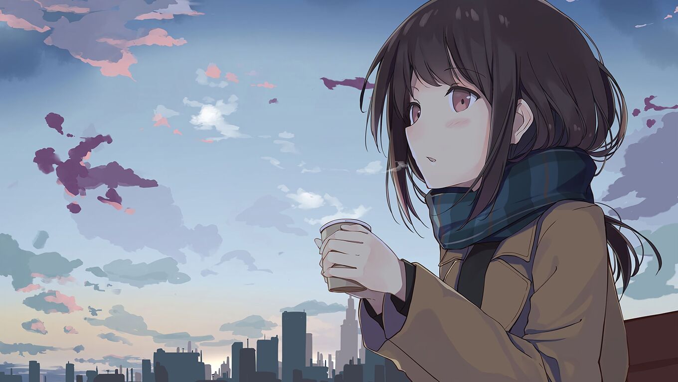 1360x768 Anime Girl Cold Days Laptop HD HD 4k Wallpapers, Images,  Backgrounds, Photos and Pictures