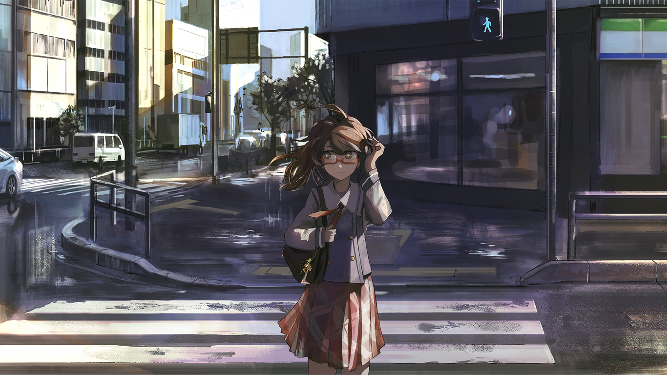 1366x768 Anime Girl Crossing The Street 1366x768 Resolution HD 4k Wallpapers,  Images, Backgrounds, Photos and Pictures