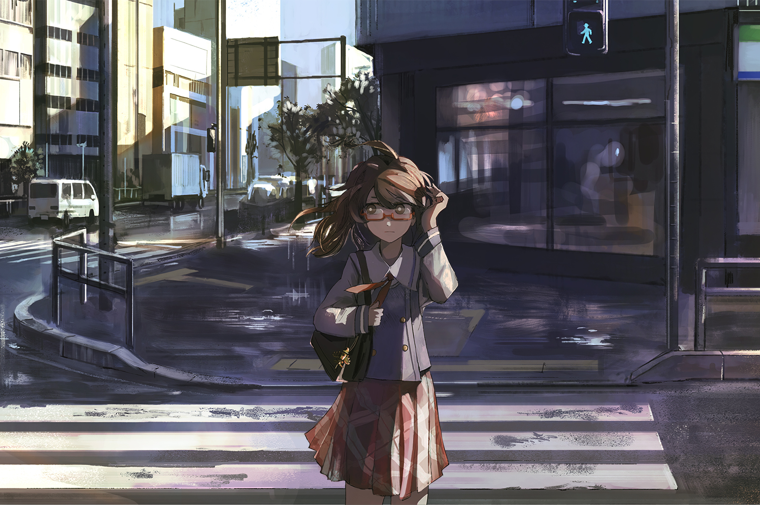 2560x1700 Anime Girl Crossing The Street Chromebook Pixel Hd 4k