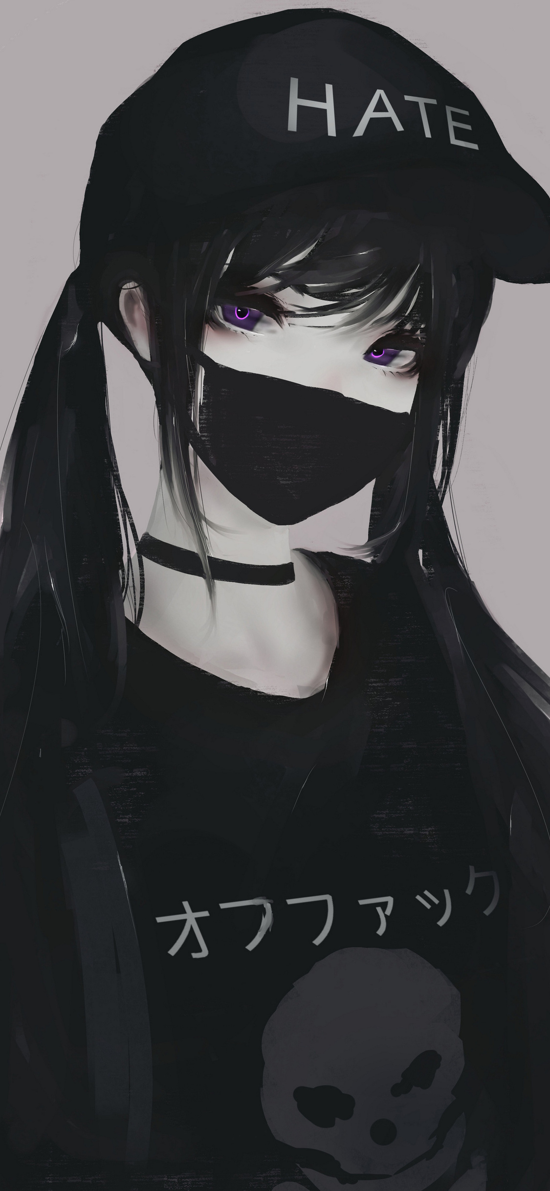 1125x2436 anime girl face mask purple eyes twintails hate 5k iphone xs iphone 10 iphone x hd 4k wallpapers images backgrounds photos and pictures 1125x2436 anime girl face mask purple