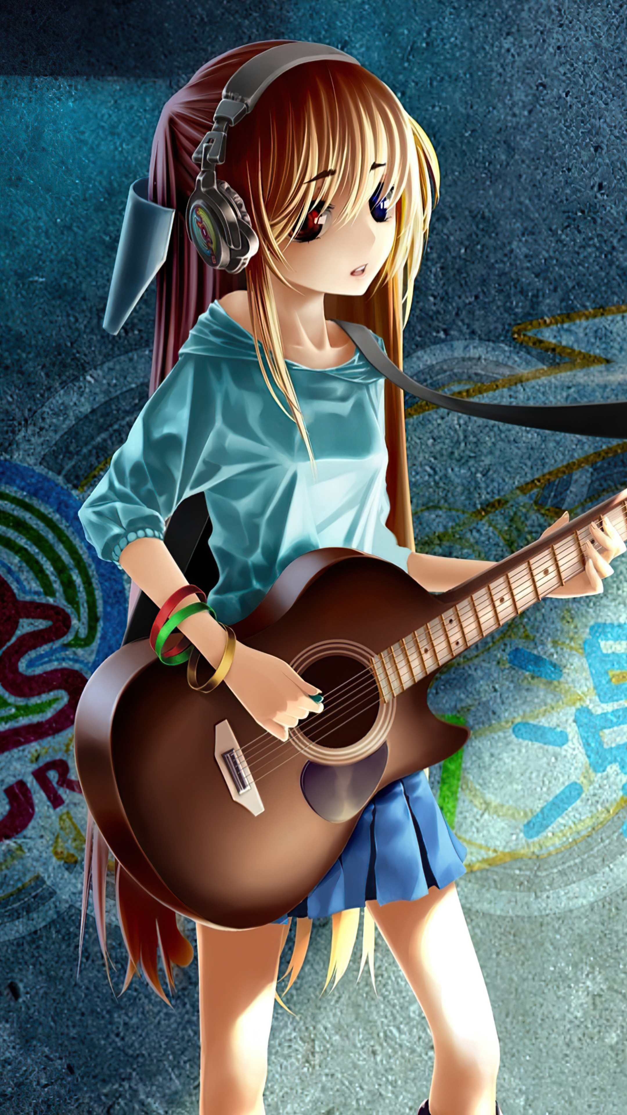 2160x3840 Anime Girl Guitar Grafitti 4k Sony Xperia X,XZ,Z5 Premium HD 4k  Wallpapers, Images, Backgrounds, Photos and Pictures
