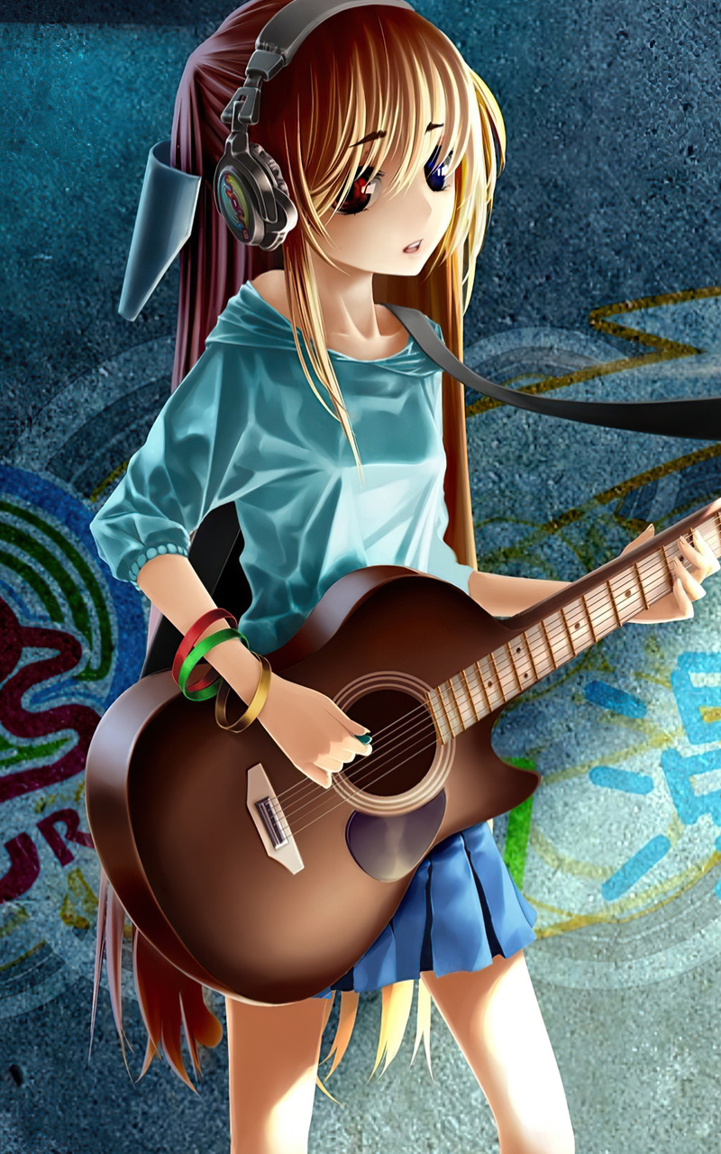 800x1280 Anime Girl Guitar Grafitti 4k Nexus 7,Samsung Galaxy Tab 10,Note  Android Tablets HD 4k Wallpapers, Images, Backgrounds, Photos and Pictures