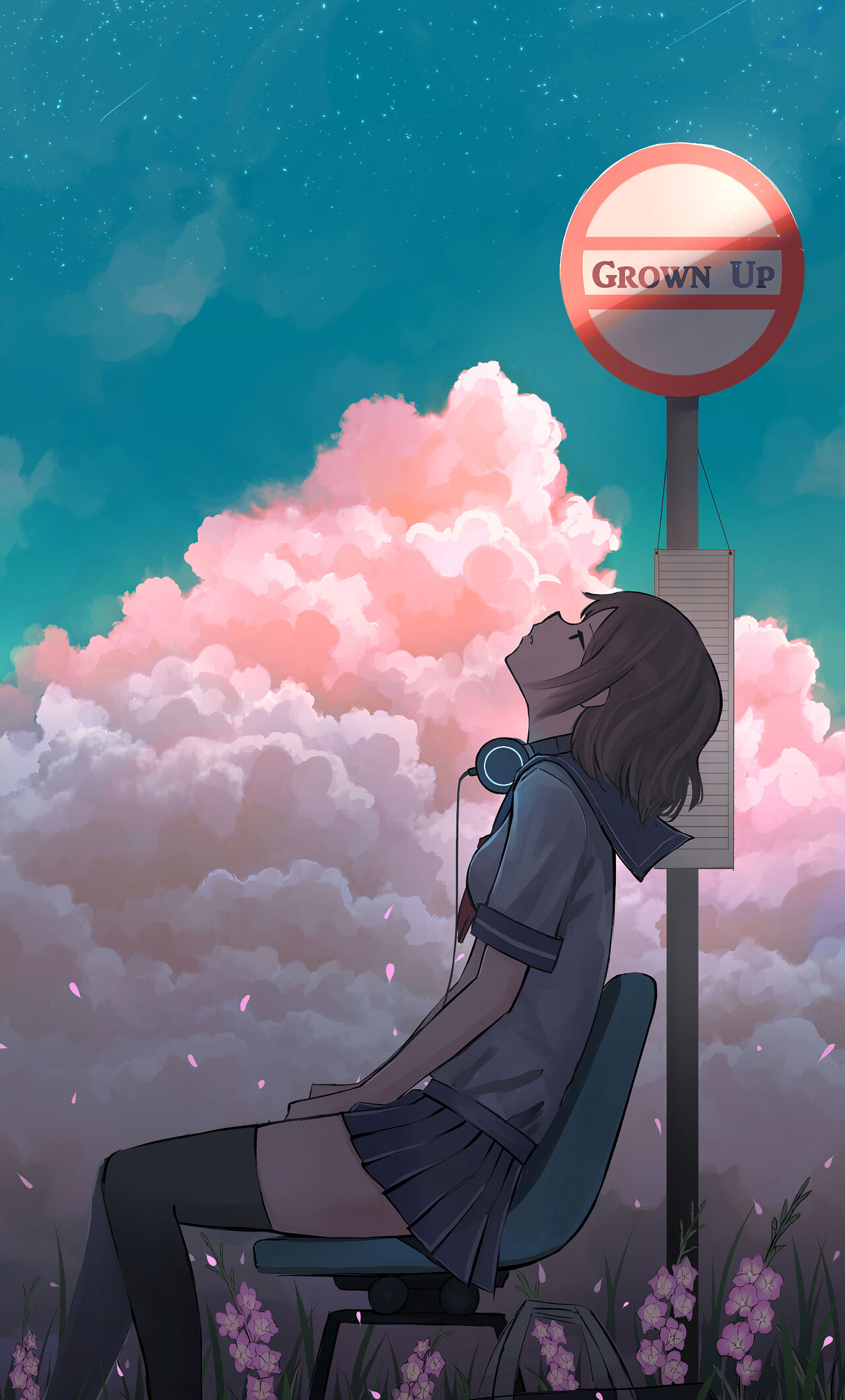 1280x2120 Anime Girl Headphones Headup Bus Stop iPhone 6+ HD 4k Wallpapers,  Images, Backgrounds, Photos and Pictures