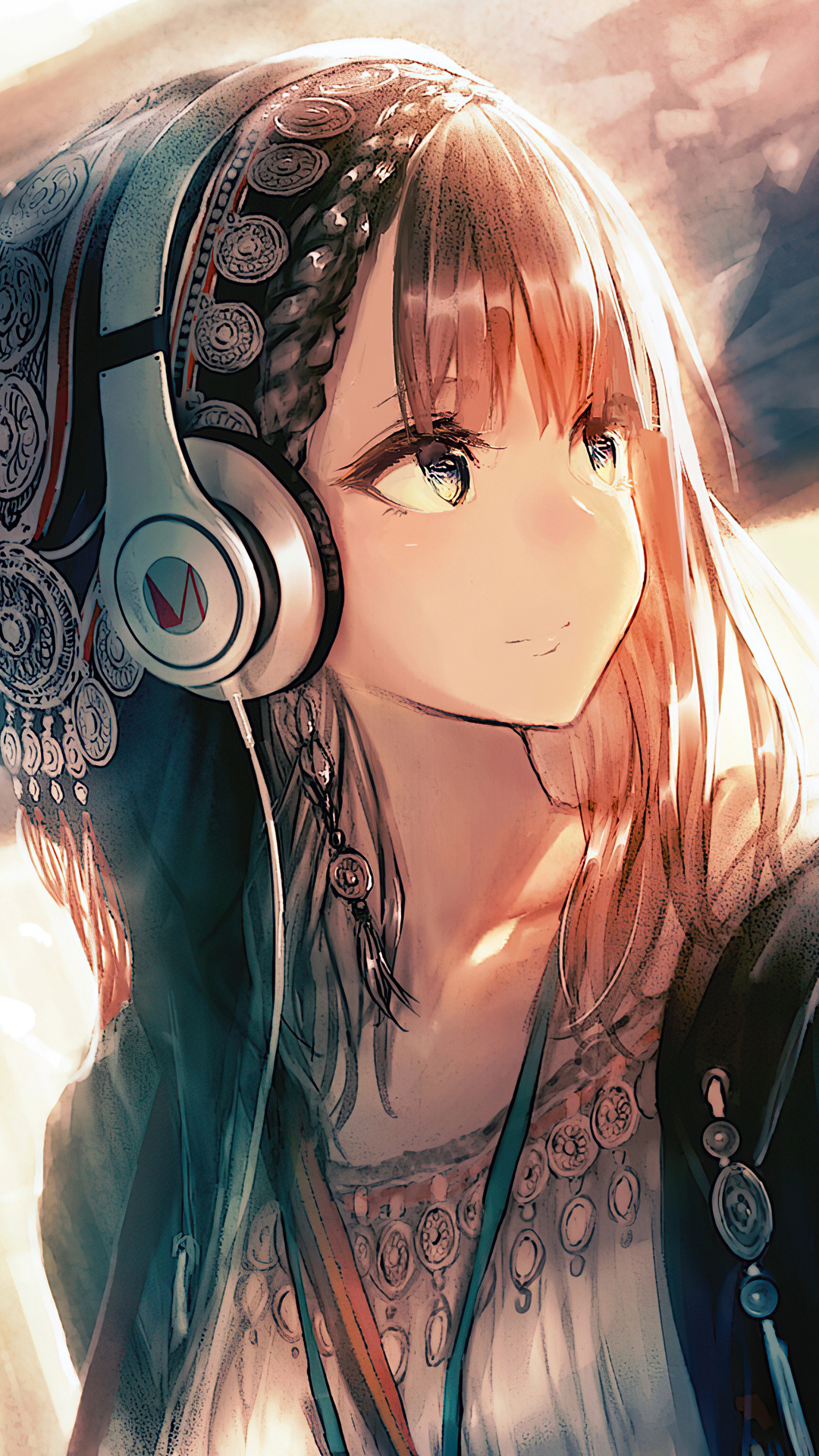 1080x1920-anime-girl-headphones-looking-away-4k-iphone-7-6s-6-plus