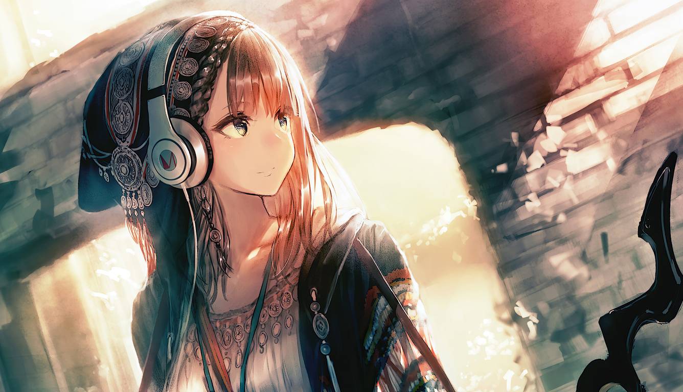 1336x768 Anime Girl Headphones Looking Away 4k Laptop HD HD 4k Wallpapers,  Images, Backgrounds, Photos and Pictures