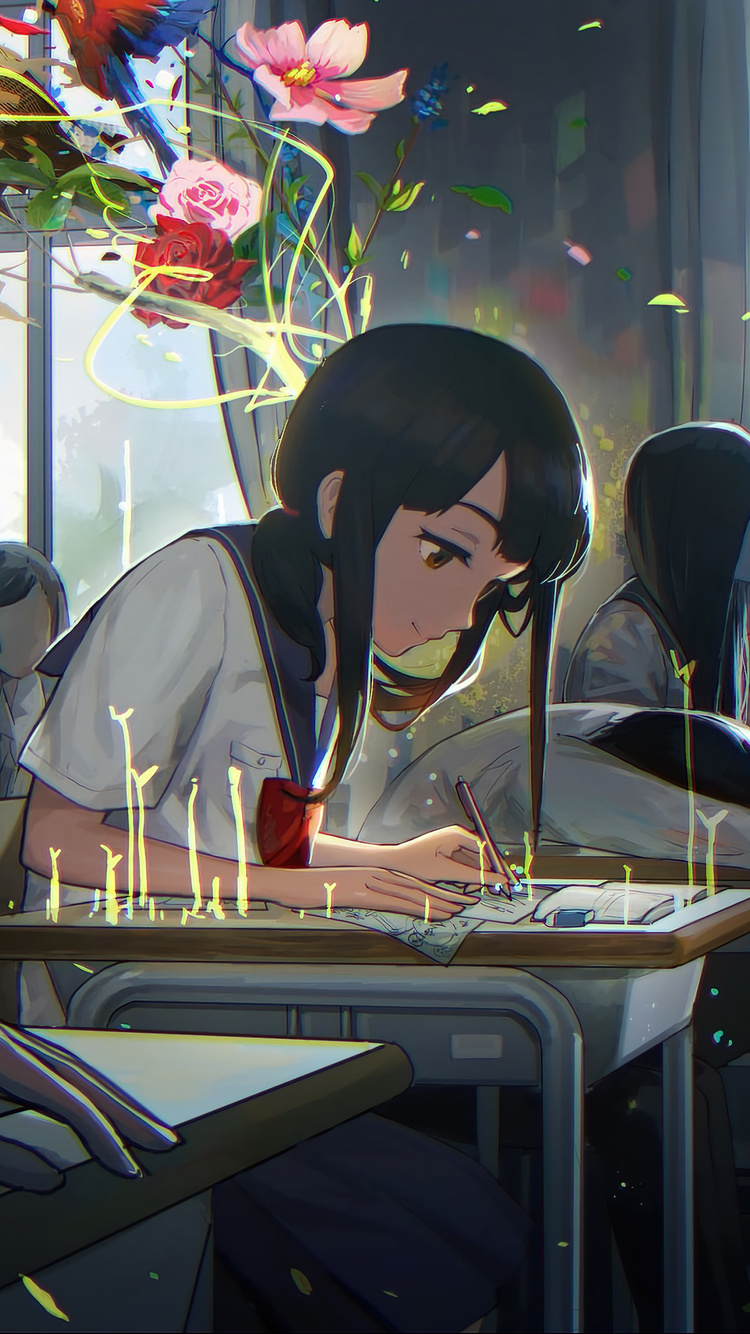 750x1334 Anime Girl In Art Class iPhone 6, iPhone 6S, iPhone 7 ,HD 4k ...