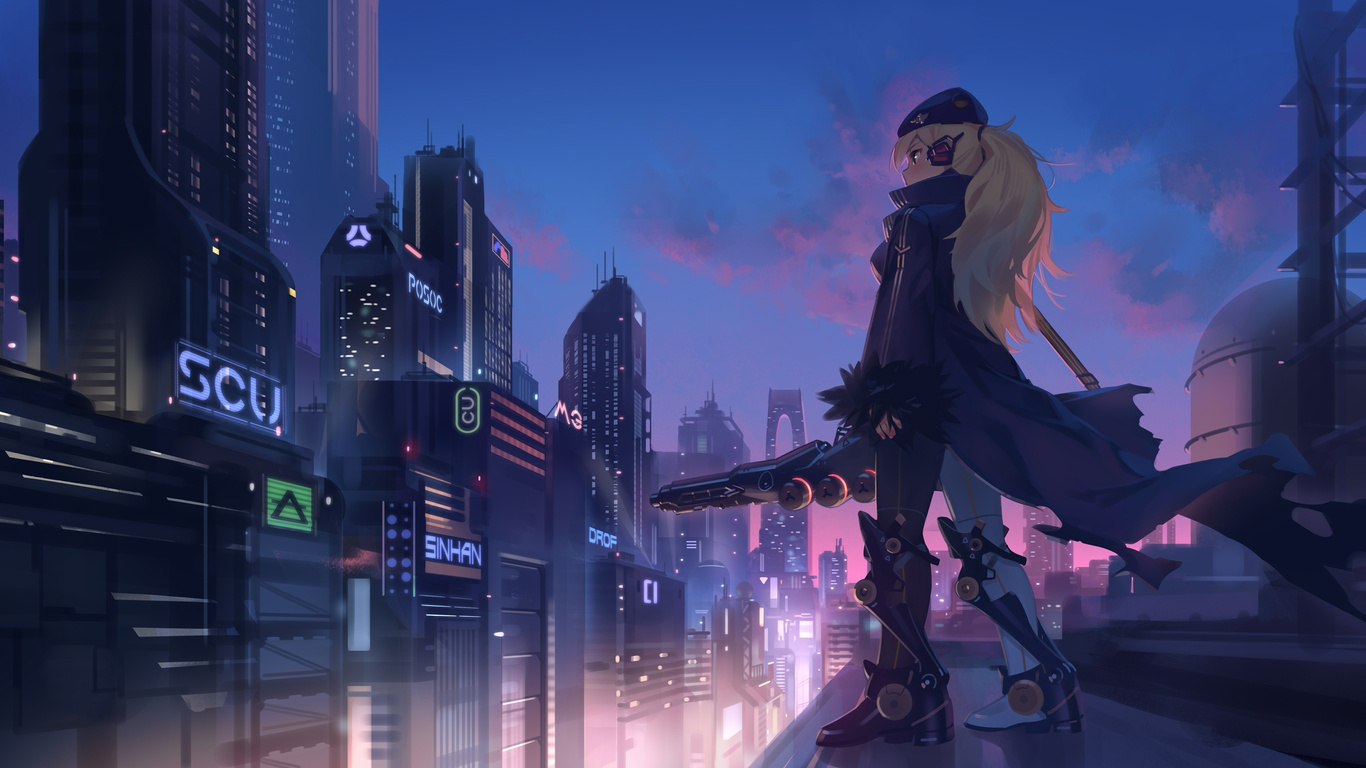 1366x768 Anime Girl In City 4k 1366x768 Resolution Hd 4k