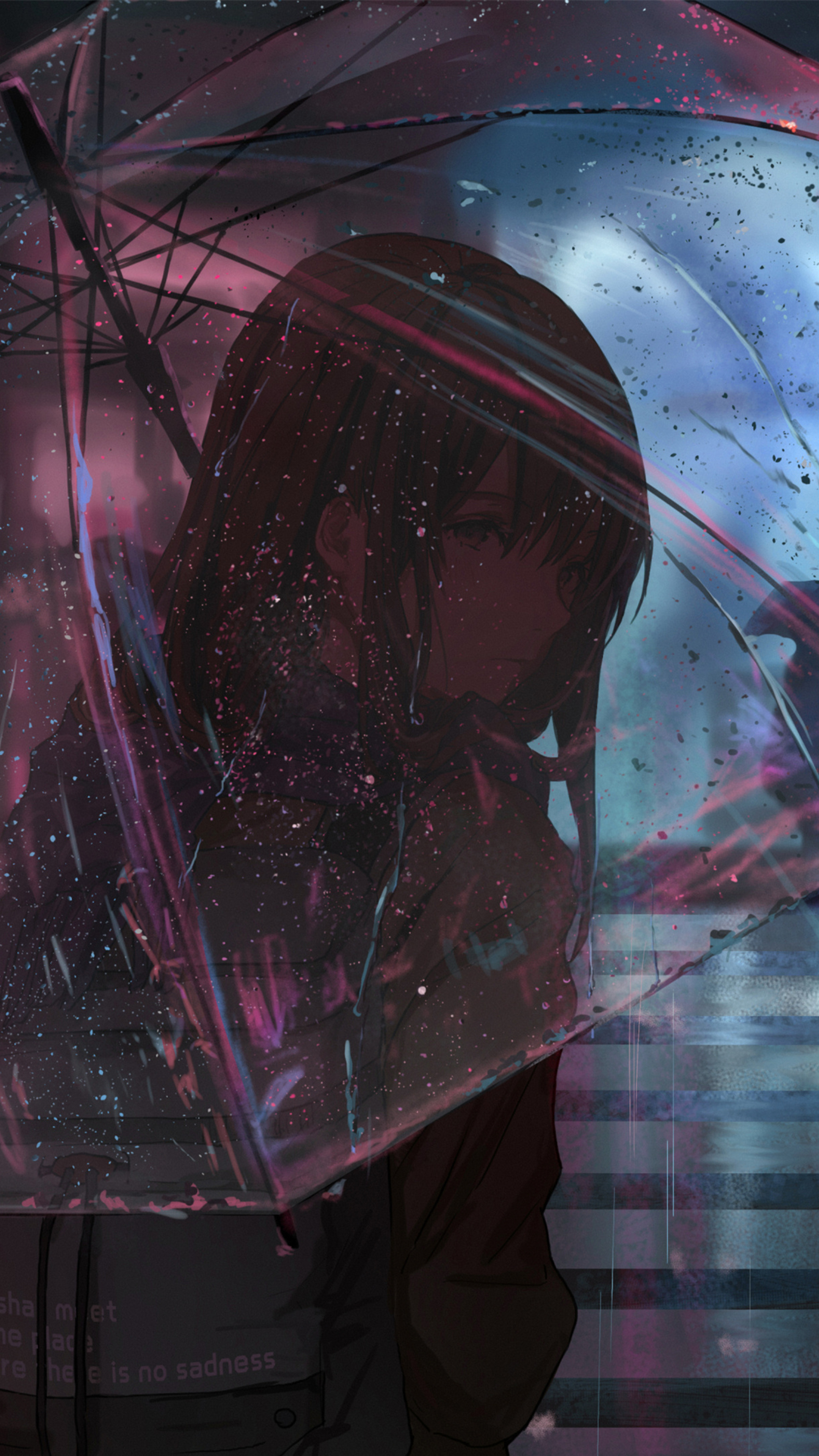 2160x3840 Anime Girl In Rain With Umbrella 4k Sony Xperia ...