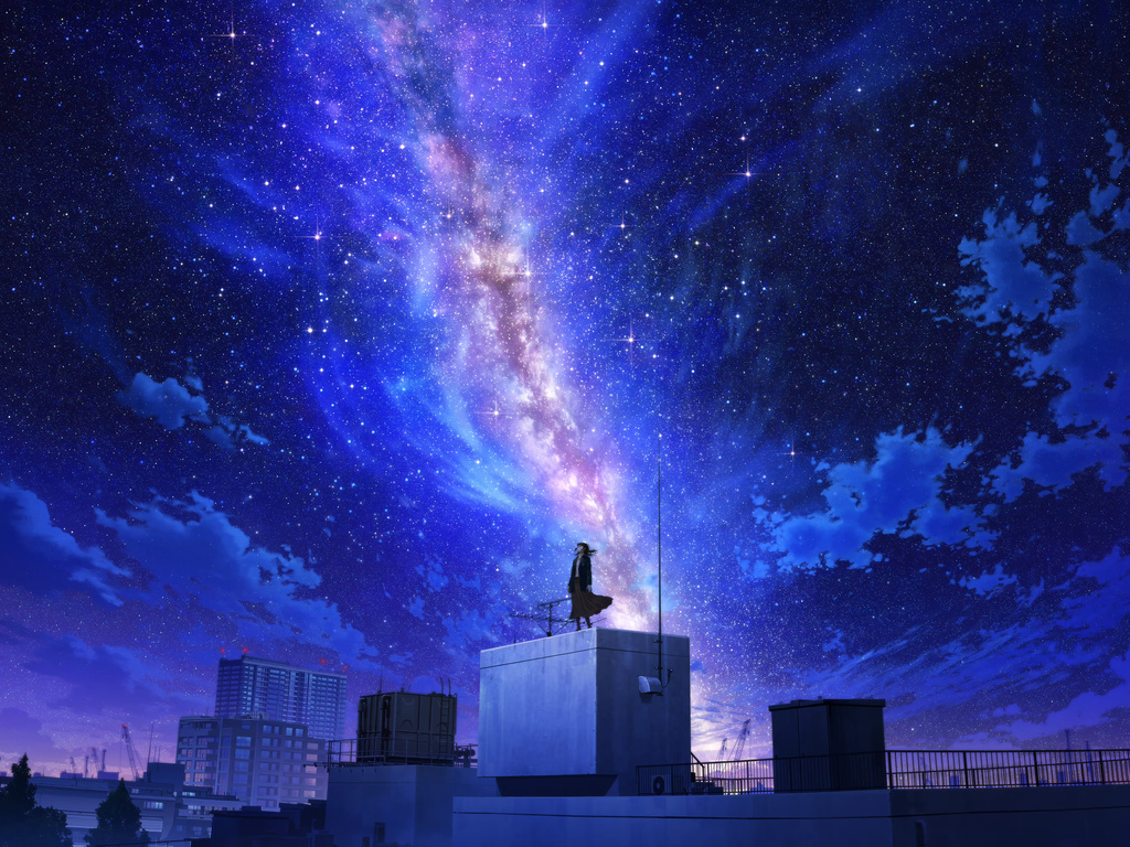 1024x768 Anime Girl Lost In A Sky Of Stars Wallpaper,1024x768 ...