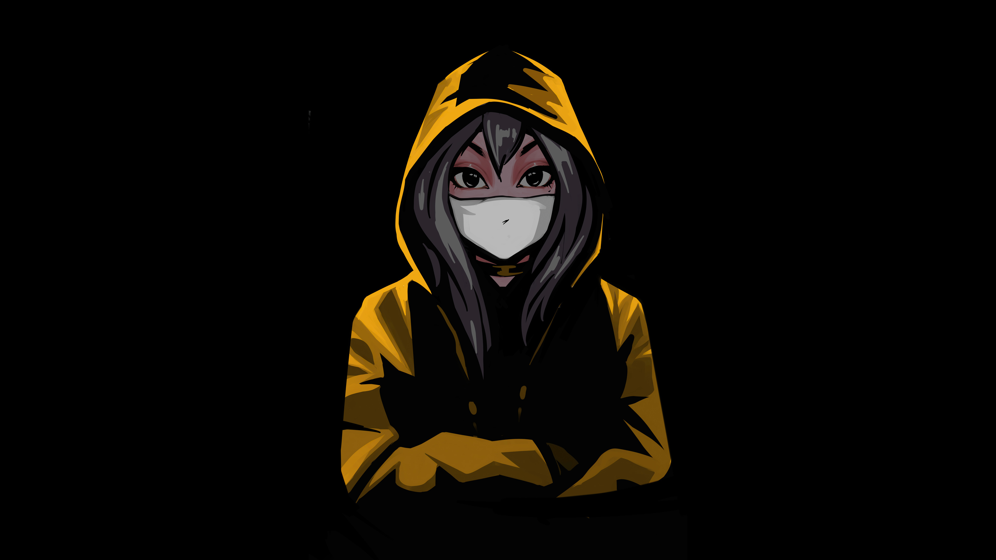3840x2160 Anime Girl Mask Minimal 4k 4K ,HD 4k Wallpapers,Images