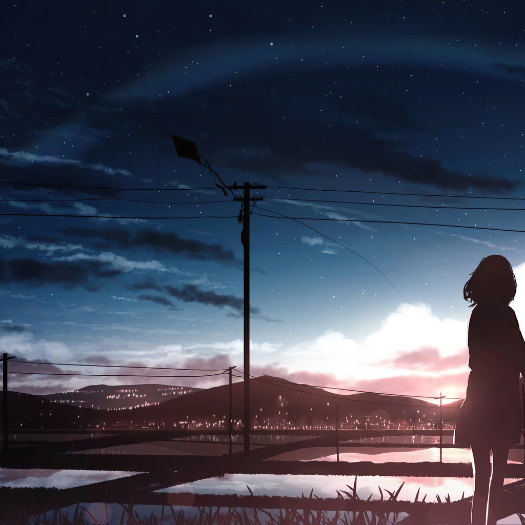 1024x1024 Anime Girl Moescape Alone Standing 4k 1024x1024 Resolution HD ...