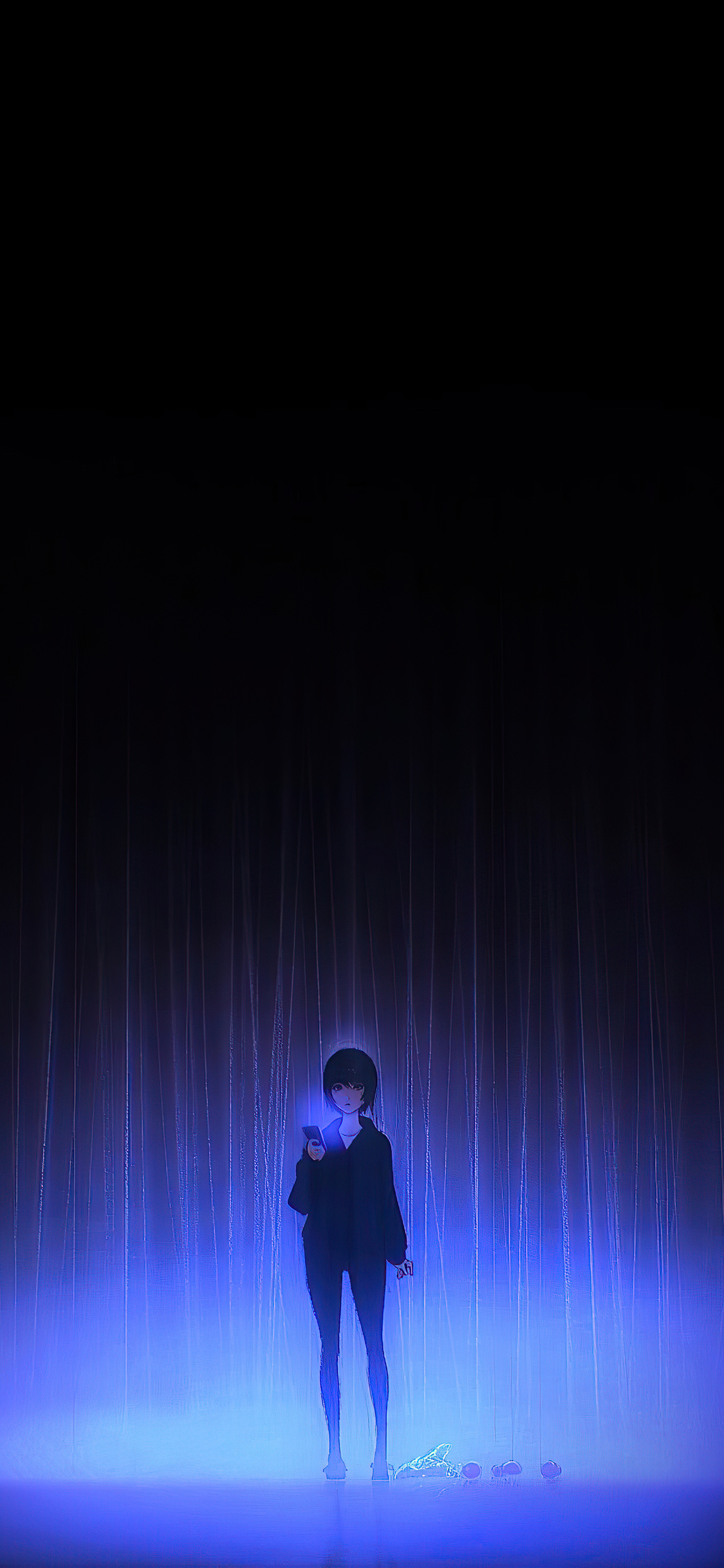 1125x2436 Anime Girl Phone Blue Lights Iphone XS,Iphone 10,Iphone X HD 4k  Wallpapers, Images, Backgrounds, Photos and Pictures