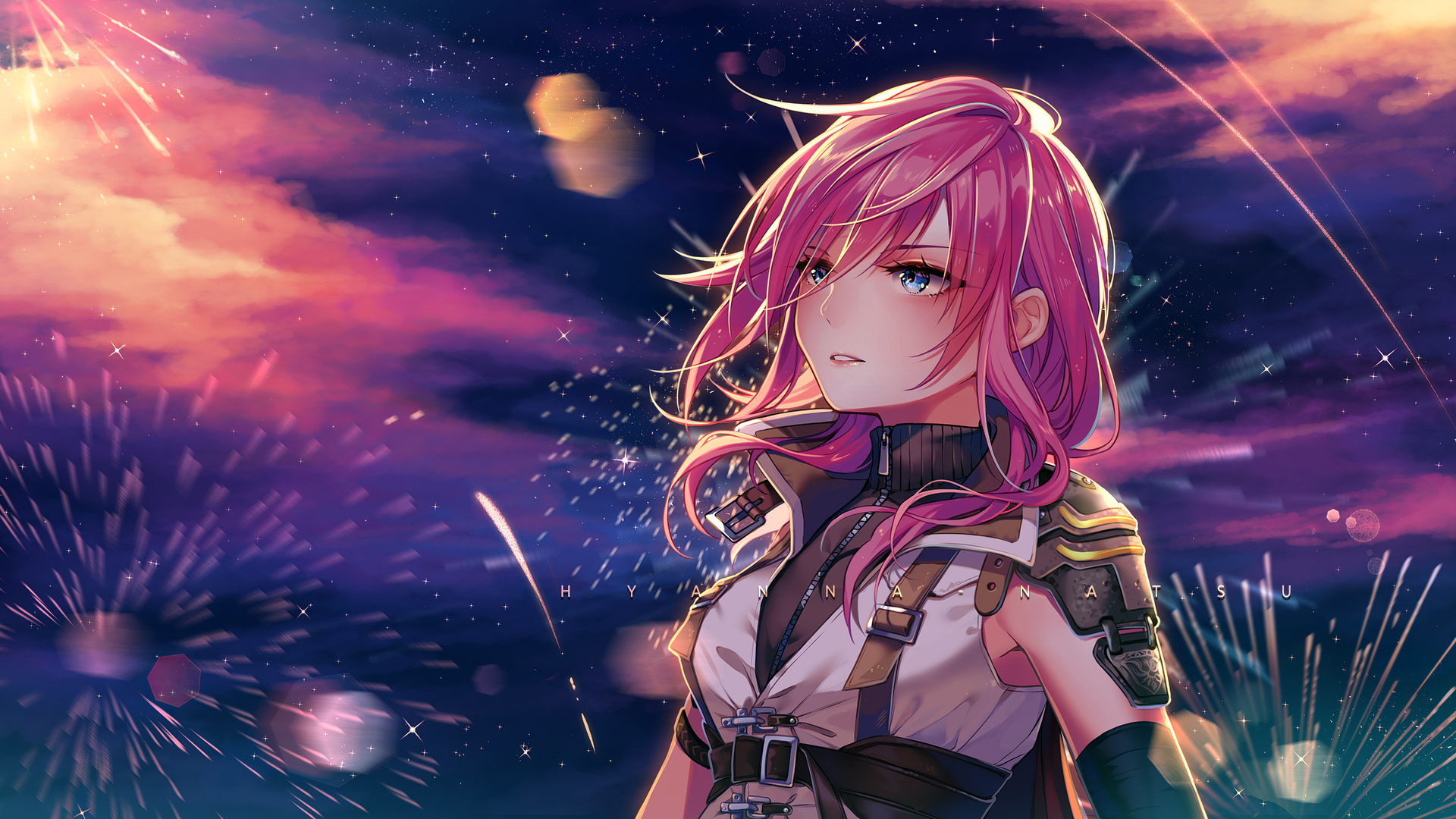  1920x1080  Anime  Girl Pink Hairs Looking Away 4k Laptop 