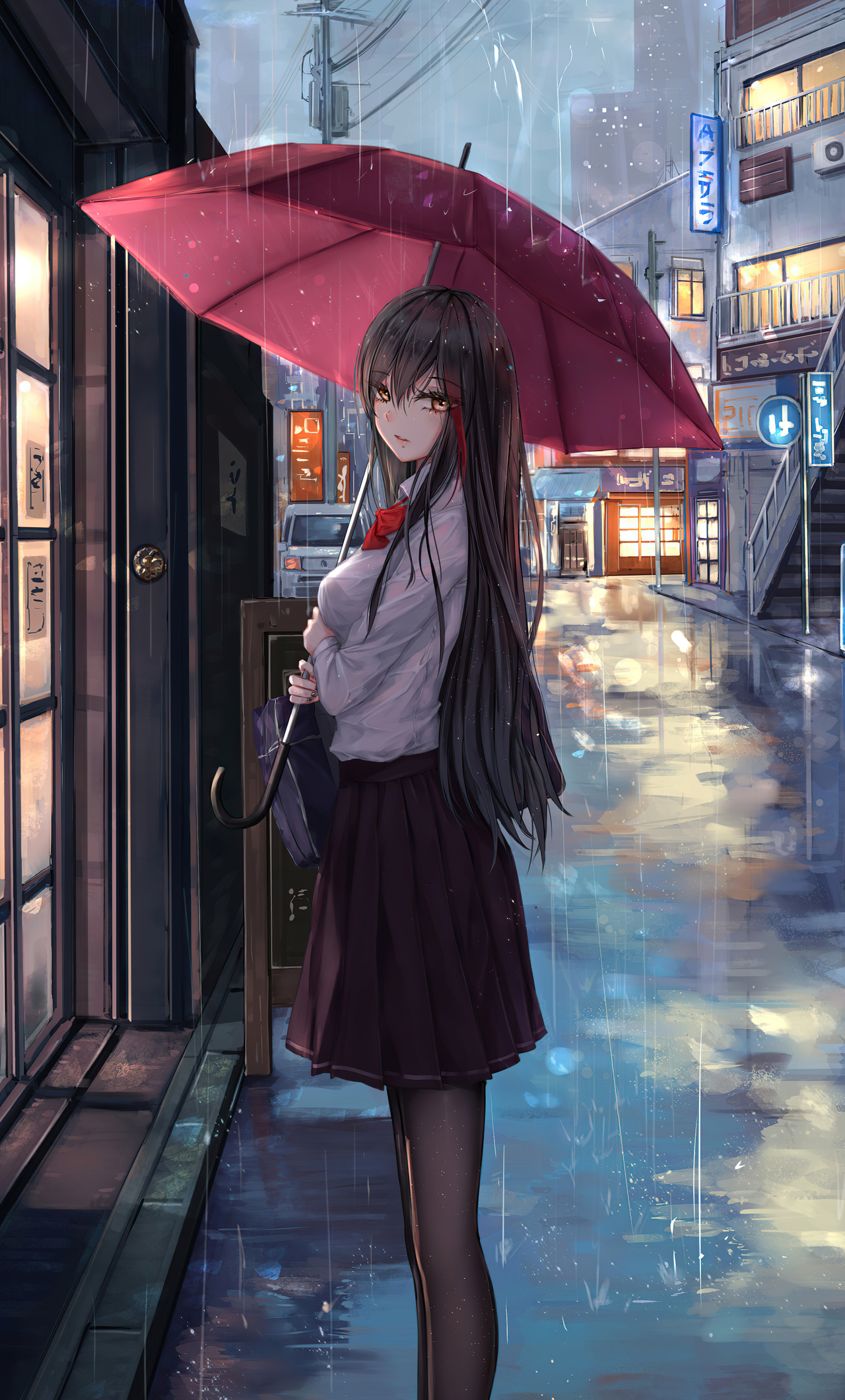 1280x2120 Anime Girl Rain Umbrella Looking At Viewer iPhone 6+ HD 4k  Wallpapers, Images, Backgrounds, Photos and Pictures