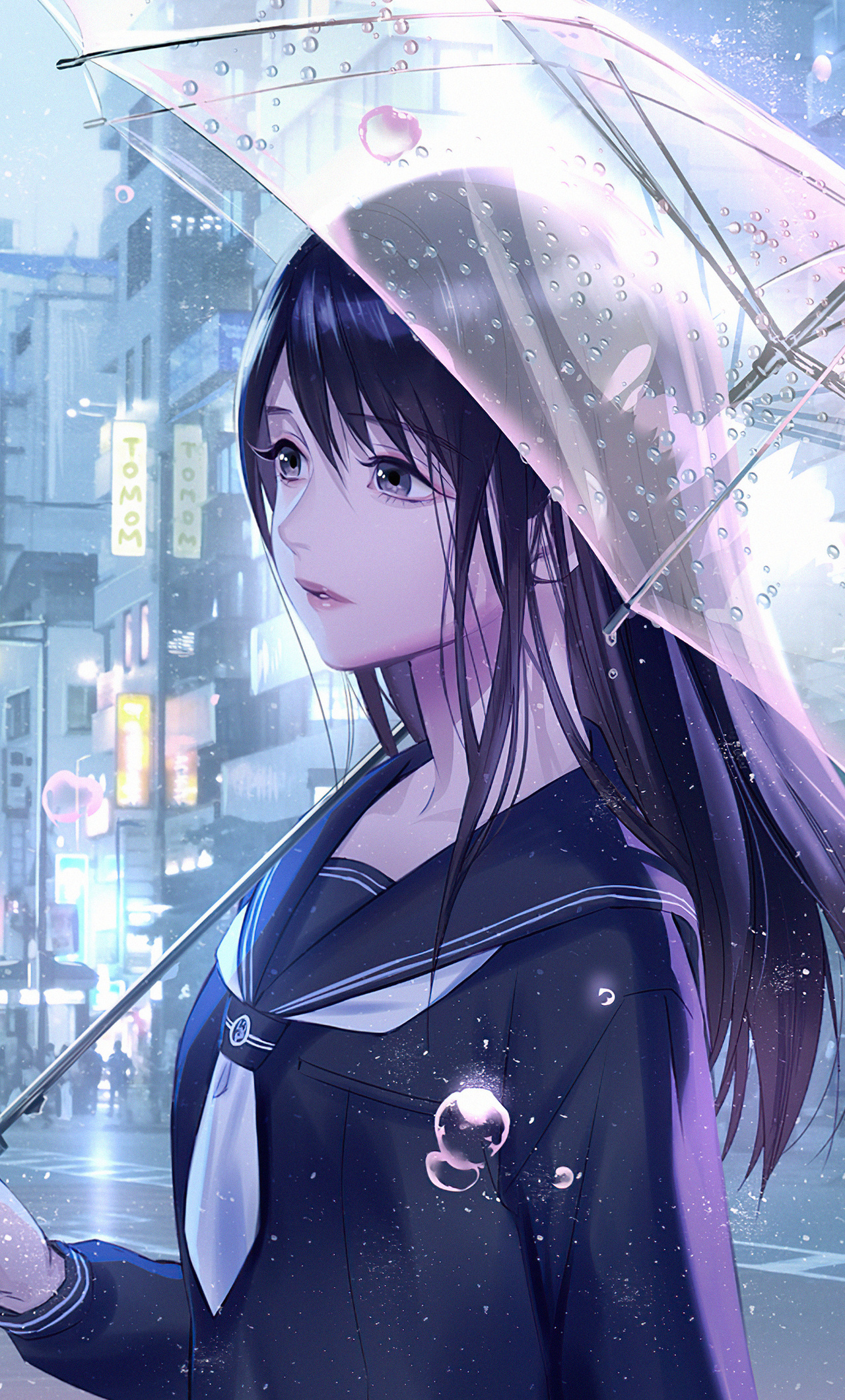 Download 8k Anime Girl In Rain Wallpaper