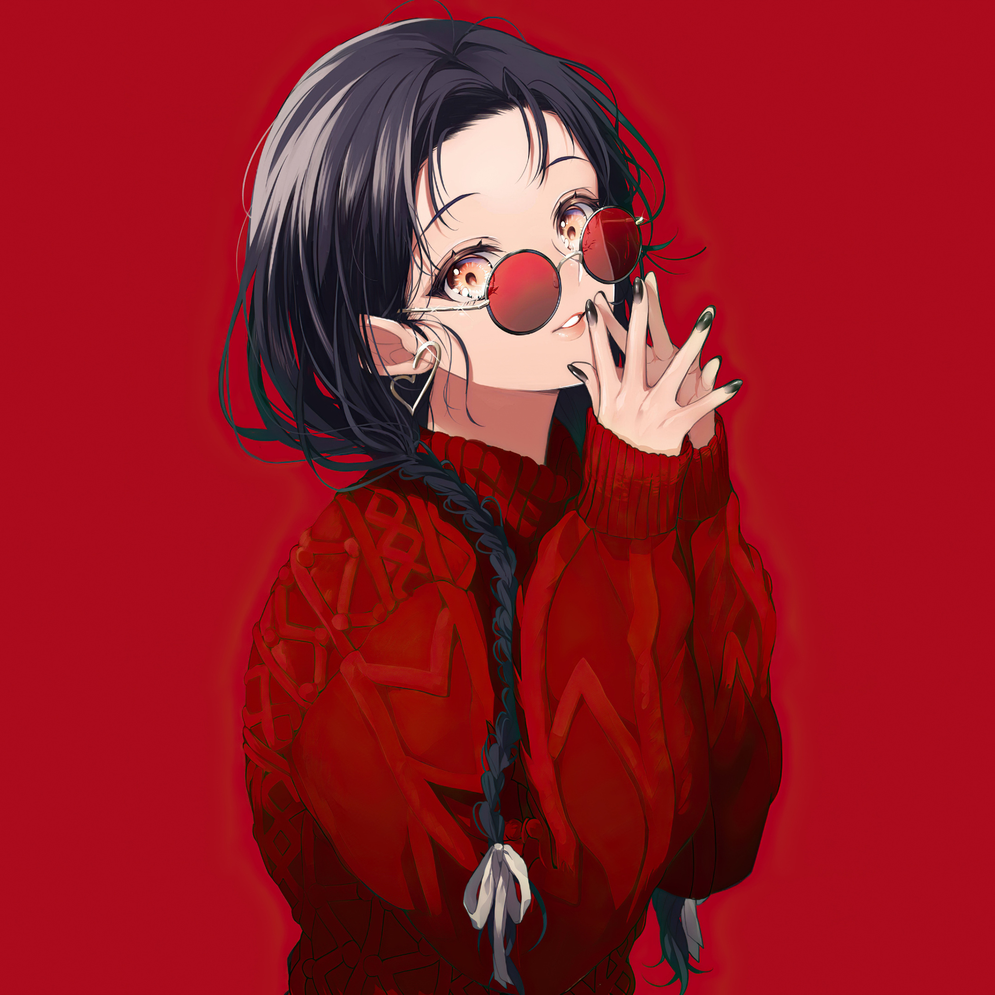 2048x2048 Anime Girl Red Glasses 4k Ipad Air HD 4k Wallpapers, Images,  Backgrounds, Photos and Pictures