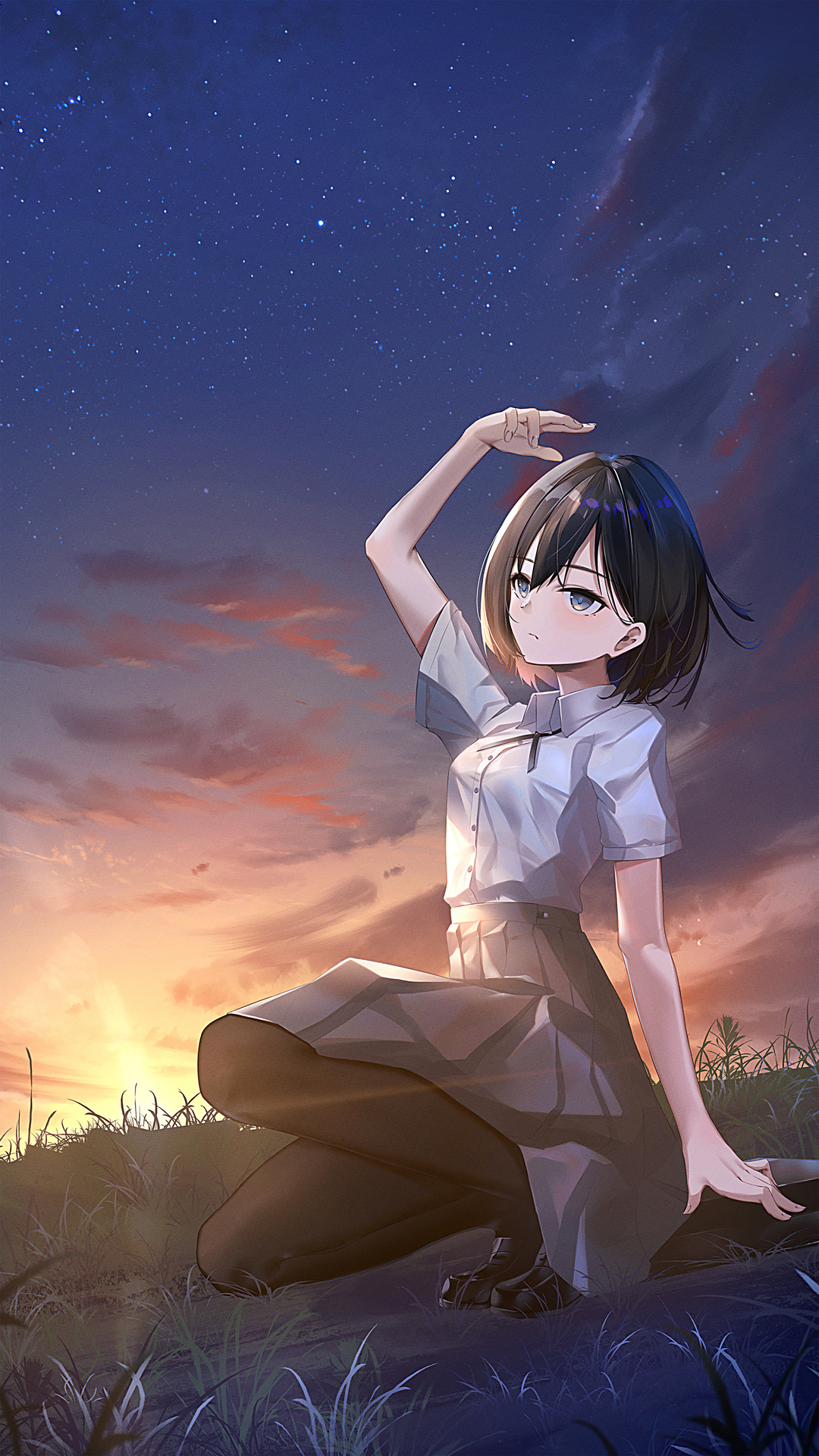 1080x1920 Anime Girl Short Hair School Girl 4k Iphone 7,6s,6 Plus, Pixel xl  ,One Plus 3,3t,5 HD 4k Wallpapers, Images, Backgrounds, Photos and Pictures