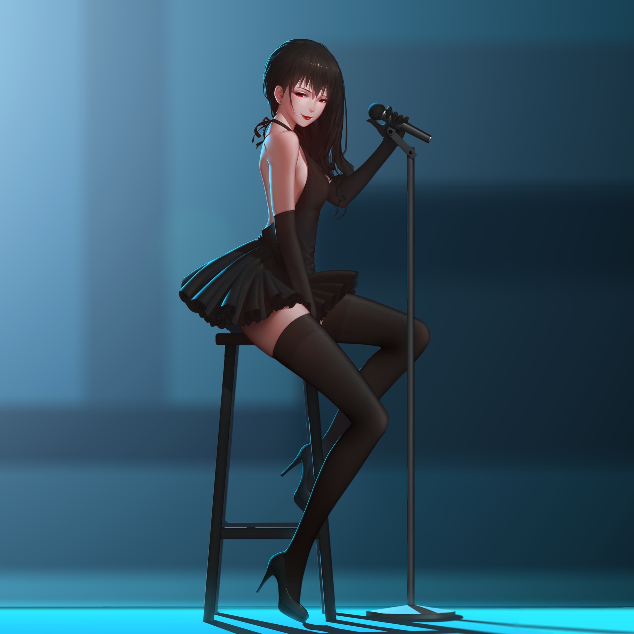 2048x2048 Anime Girl Singing Chair Microphone Ipad Air HD 4k Wallpapers,  Images, Backgrounds, Photos and Pictures