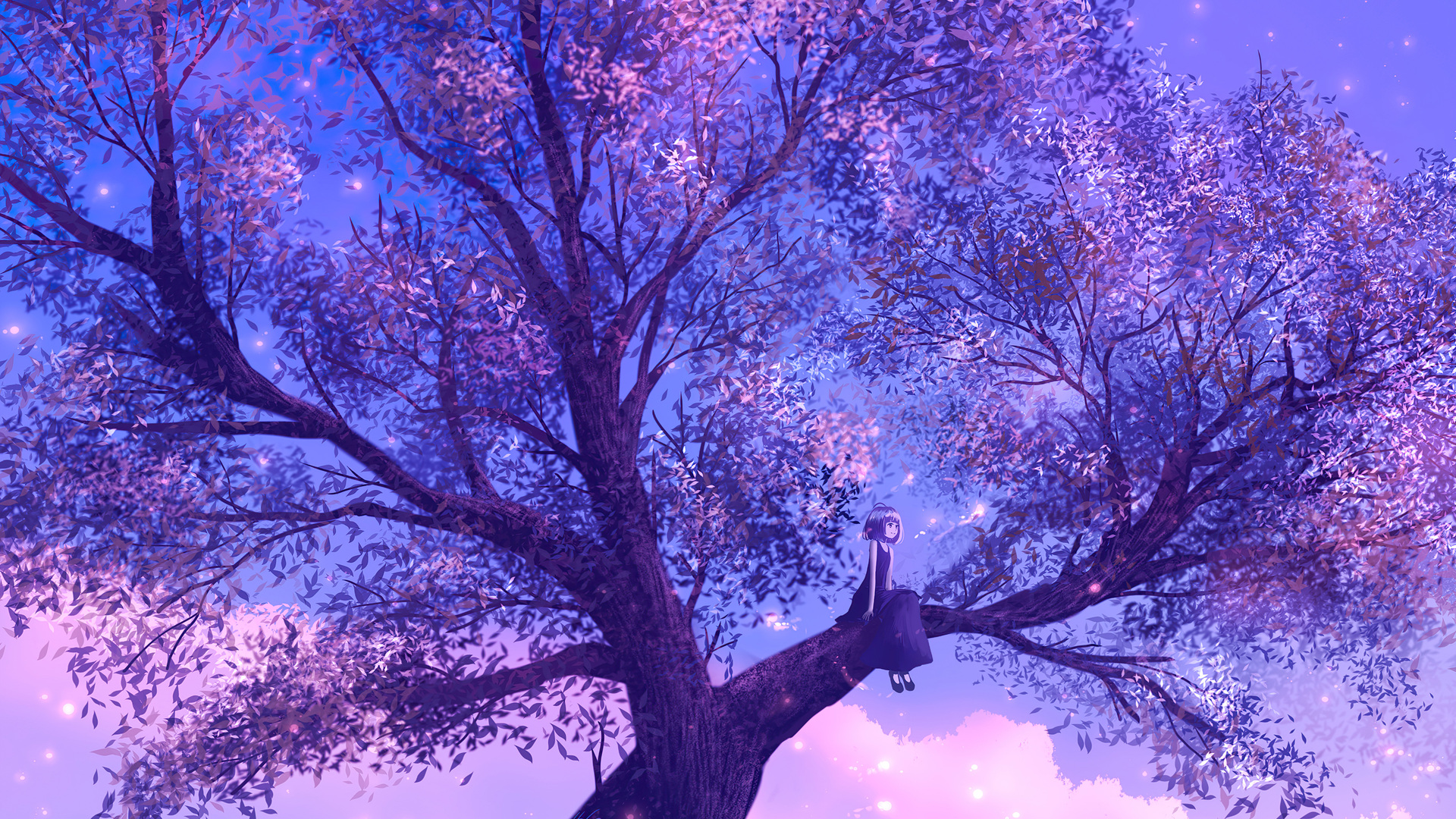 Anime Girl Sitting On Purple Big Tree: Một phong cảnh độc đáo và lãng mạn, với Thiên Nga dễ thương ngồi trên chiếc cây màu tím. Hãy để lời kể chuyện phụ thuộc vào trí tưởng tượng của bạn, để cảm nhận trọn vẹn nét đẹp hoàn toàn khác biệt của hình ảnh này.