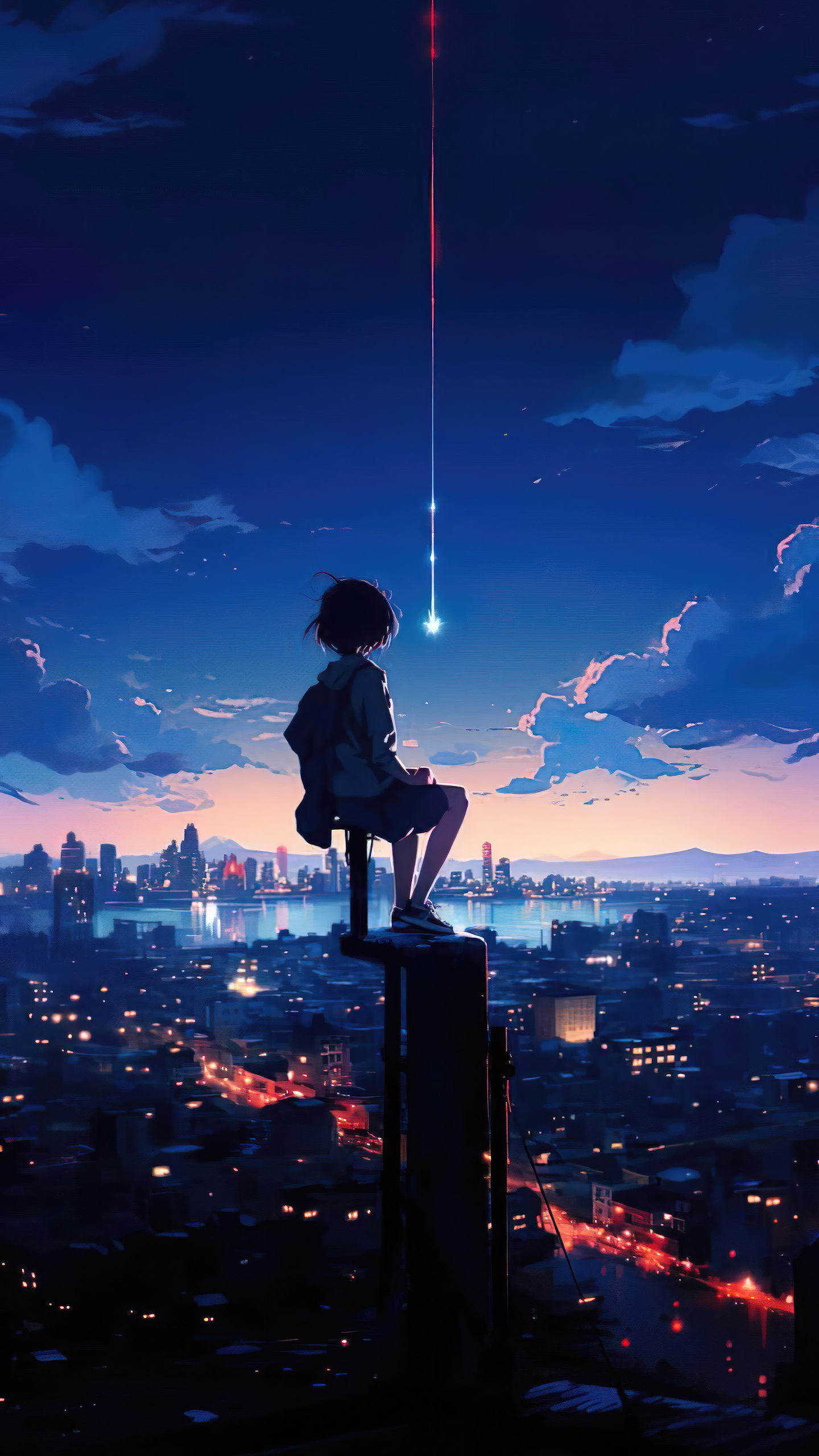 1440x2560 Anime Girl Sitting On The Top And Watching The City Site Samsung  Galaxy S6,S7 ,Google Pixel XL ,Nexus 6,6P ,LG G5 ,HD 4k  Wallpapers,Images,Backgrounds,Photos and Pictures