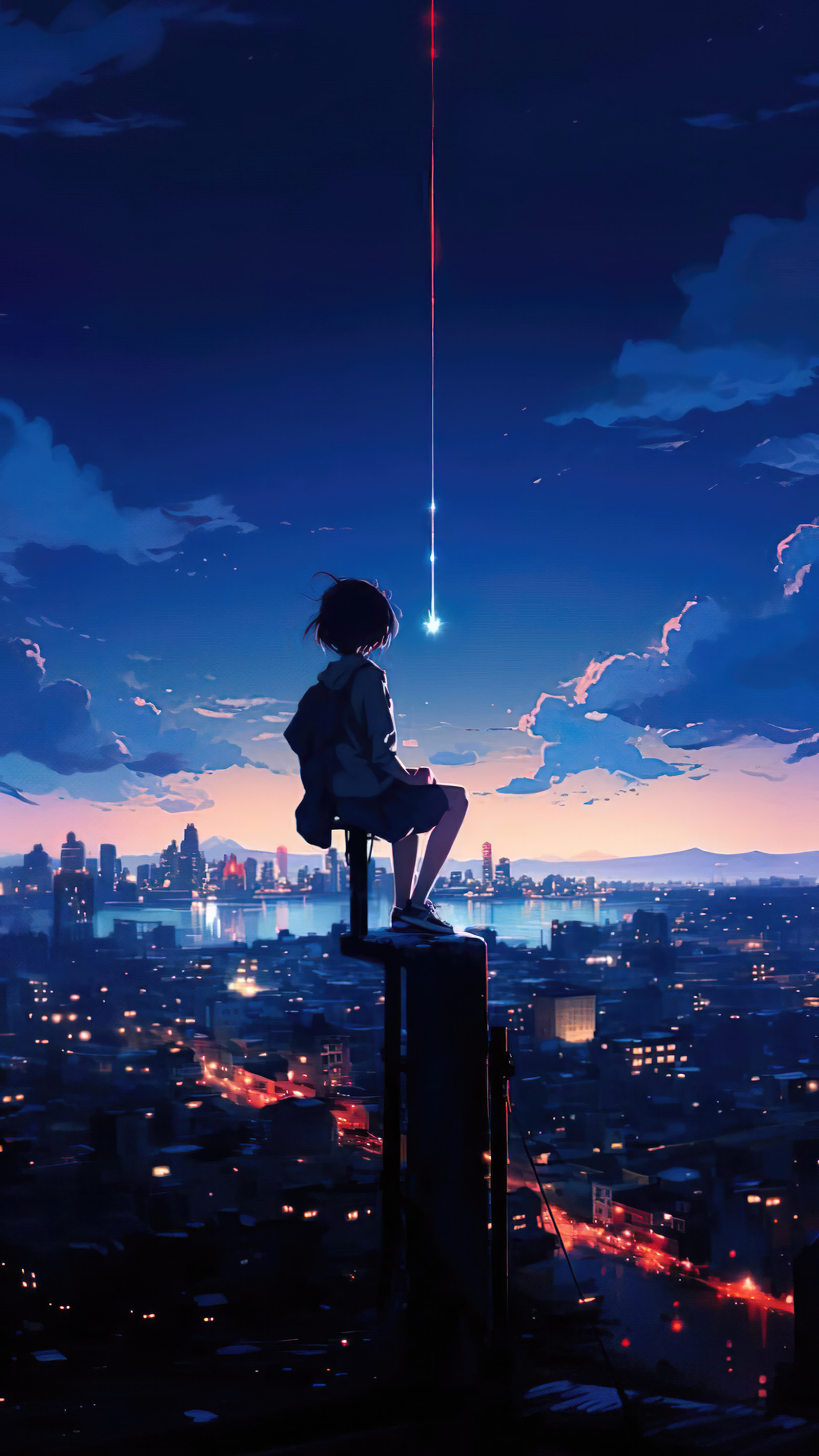 1920x1080 Anime Girl Sitting On The Top And Watching The City Site Laptop  Full HD 1080P HD 4k Wallpapers, Images, Backgrounds, Photos and Pictures