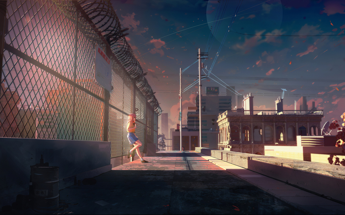 1152x720 Anime Girl Standing Beside Fence 4k 1152x720 Resolution HD 4k ...